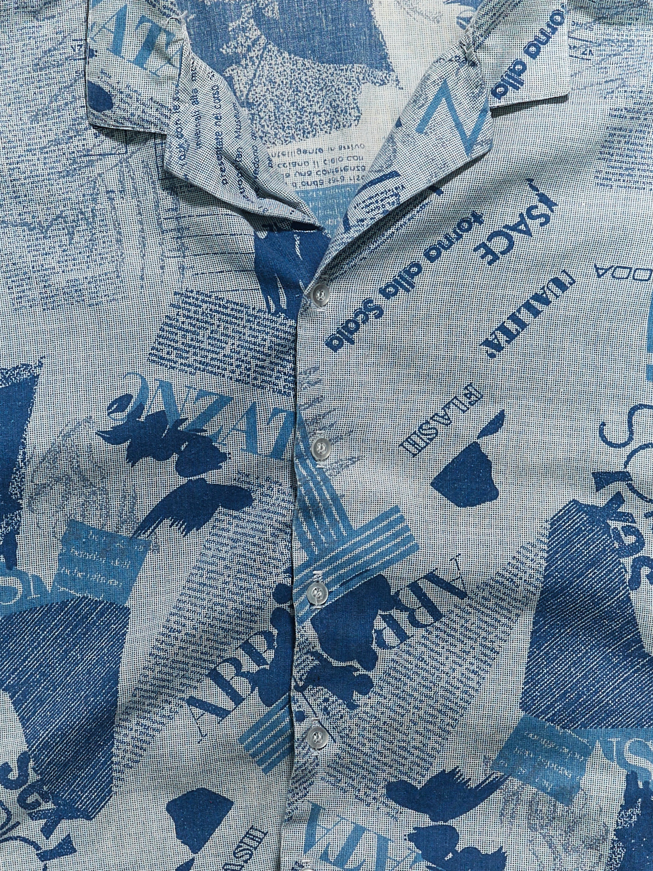 Vintage Newspaper Style Button Up Shirt in a vintage style from thrift store Twise Studio