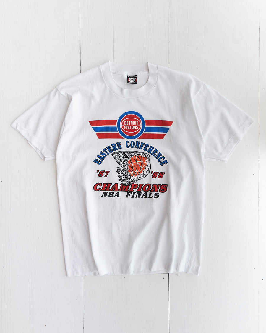 1987 - 1988 Detroit Pistons Eastern Conference Champs White T-shirt