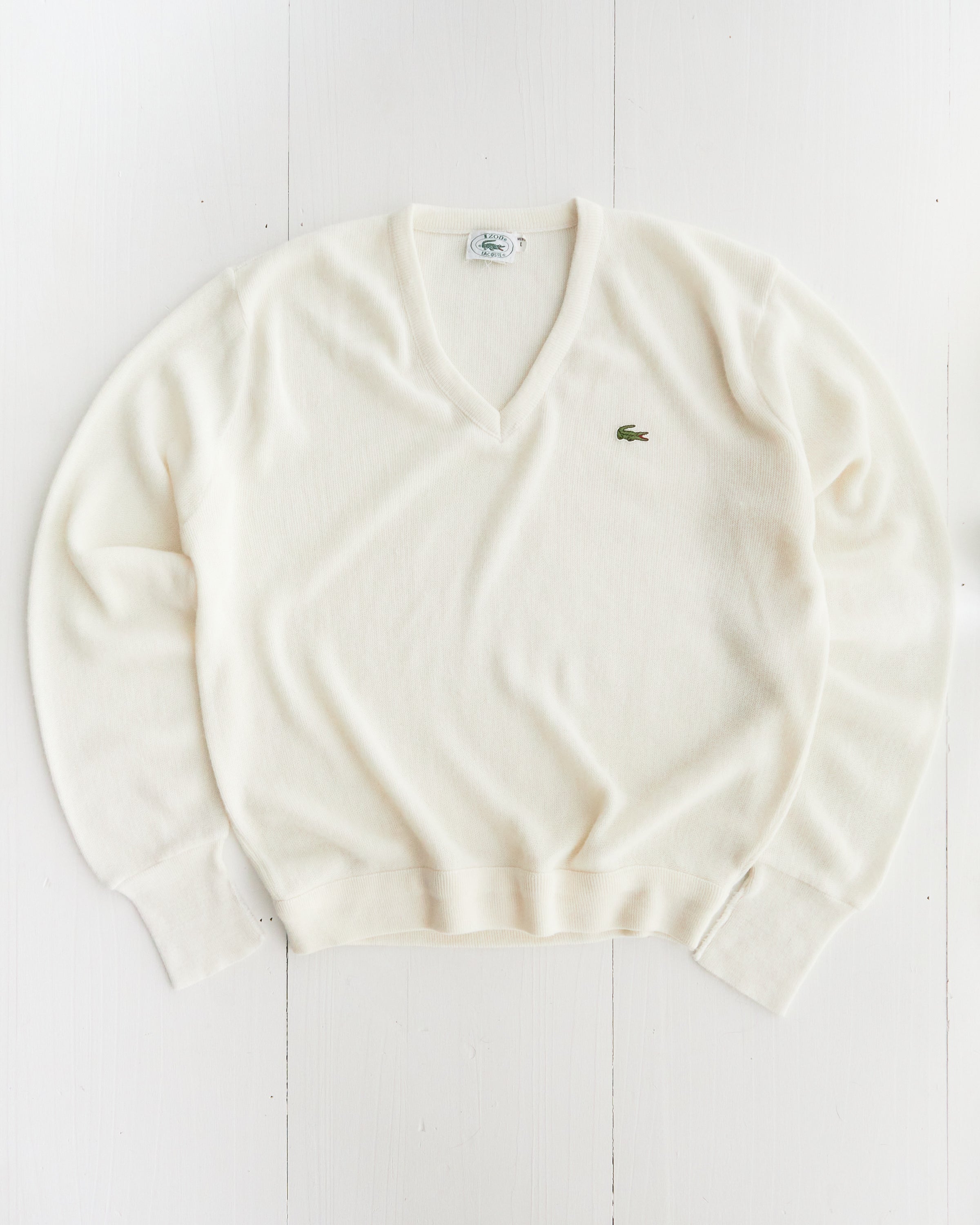 Late 1980's Izod Lacoste White Sweater