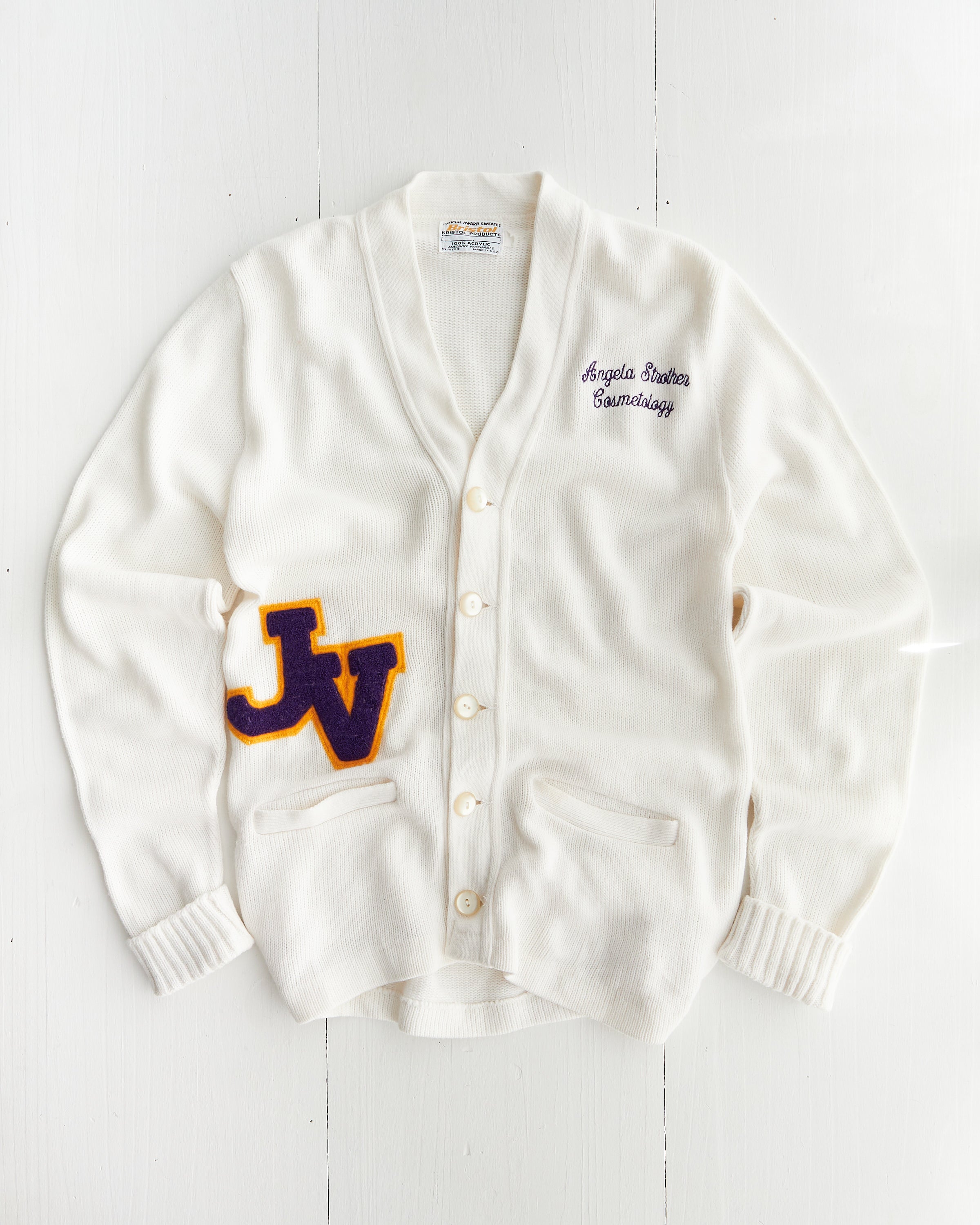 1960's White Varsity Letterman Cardigan