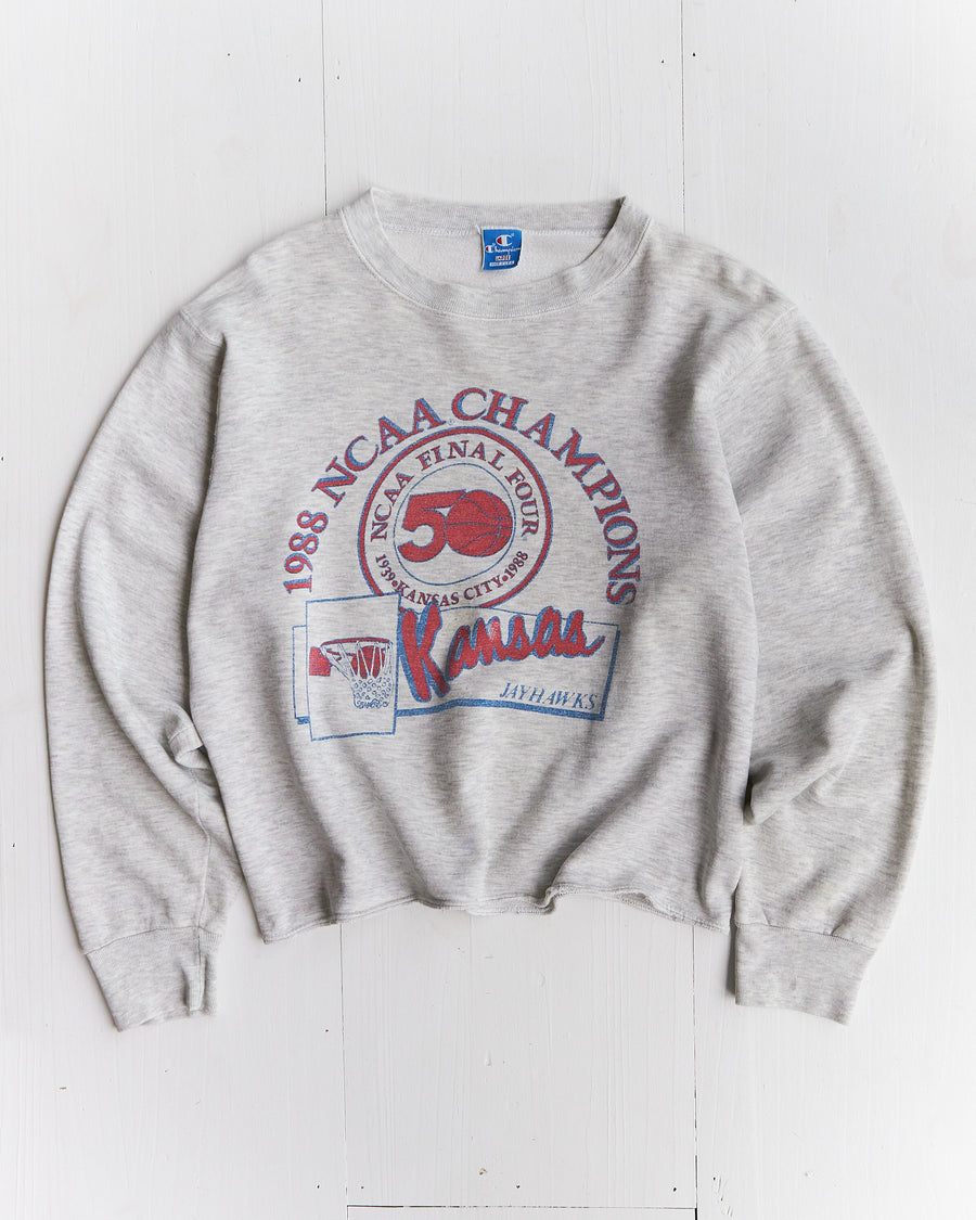 1988 University of Kansas Jayhawks National Champions Cropped Crewneck