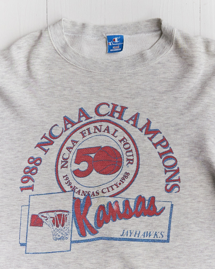 1988 University of Kansas Jayhawks National Champions Cropped Crewneck