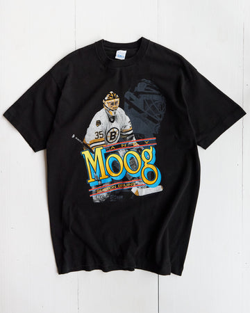 1990 Andy Moog Boston Bruins NHL Black T-shirt