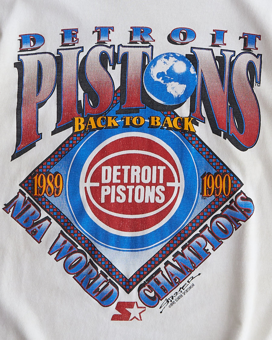 1989-1990 Detroit Pistons Back To Back Champions White T-shirt