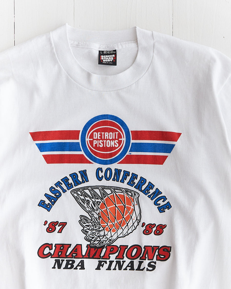 1987 - 1988 Detroit Pistons Eastern Conference Champs White T-shirt