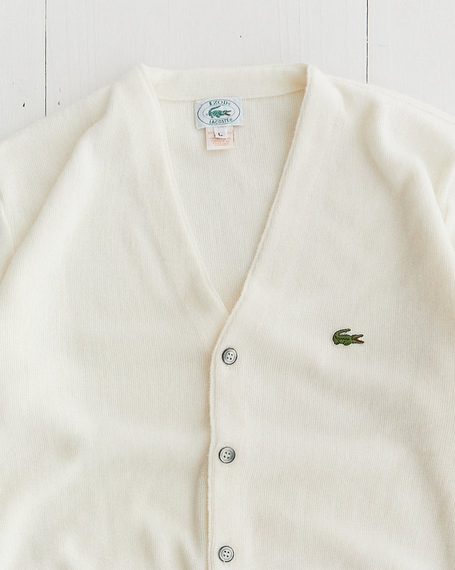 Late 1980's Izod Lacoste White Cardigan