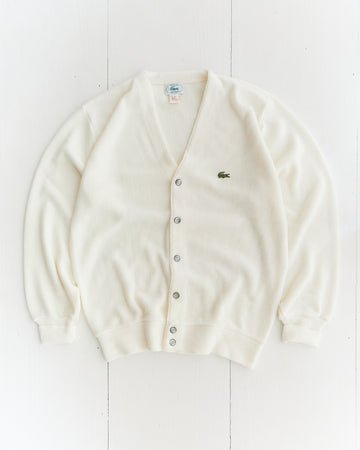 Late 1980's Izod Lacoste White Cardigan