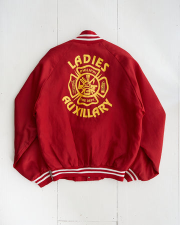 1990's Red Ladies Auxiliary Fire Department Bomber Jacket