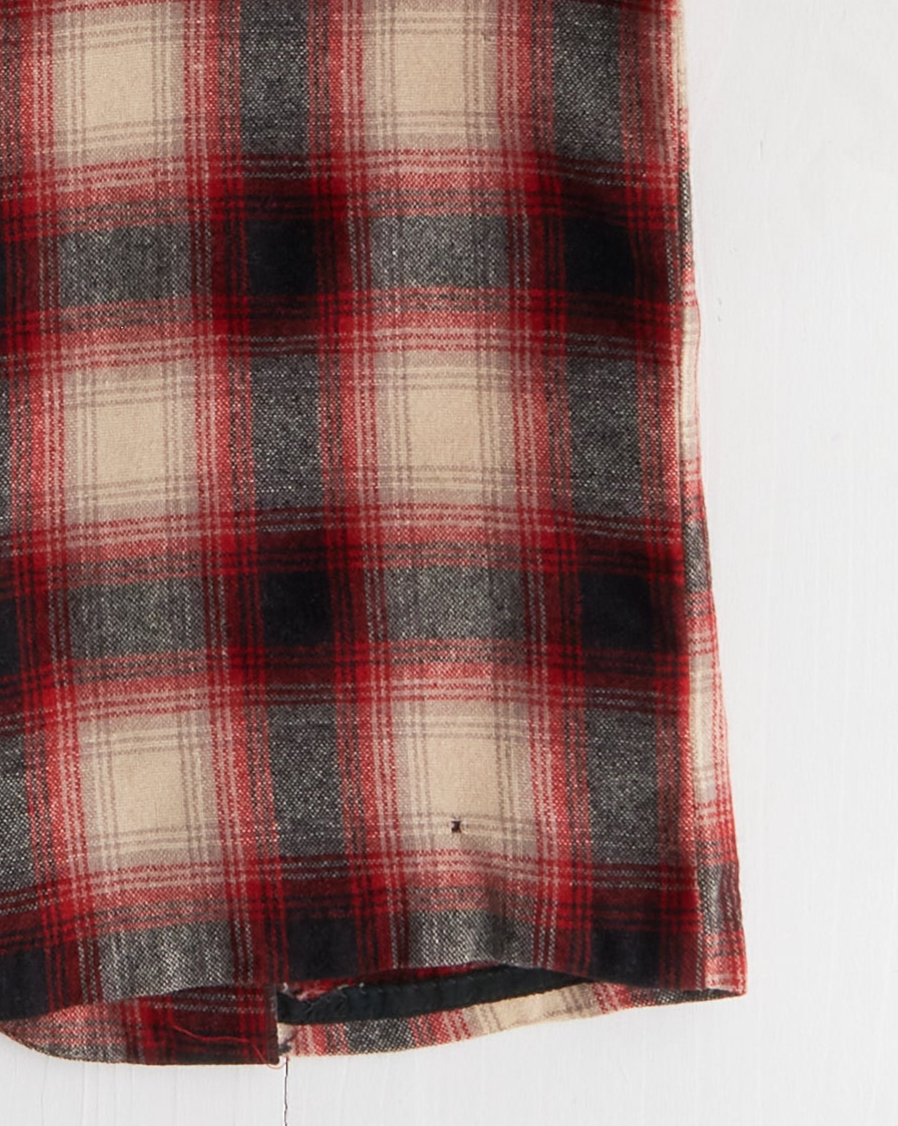 1970's Plaid Red & Black Wool Vest