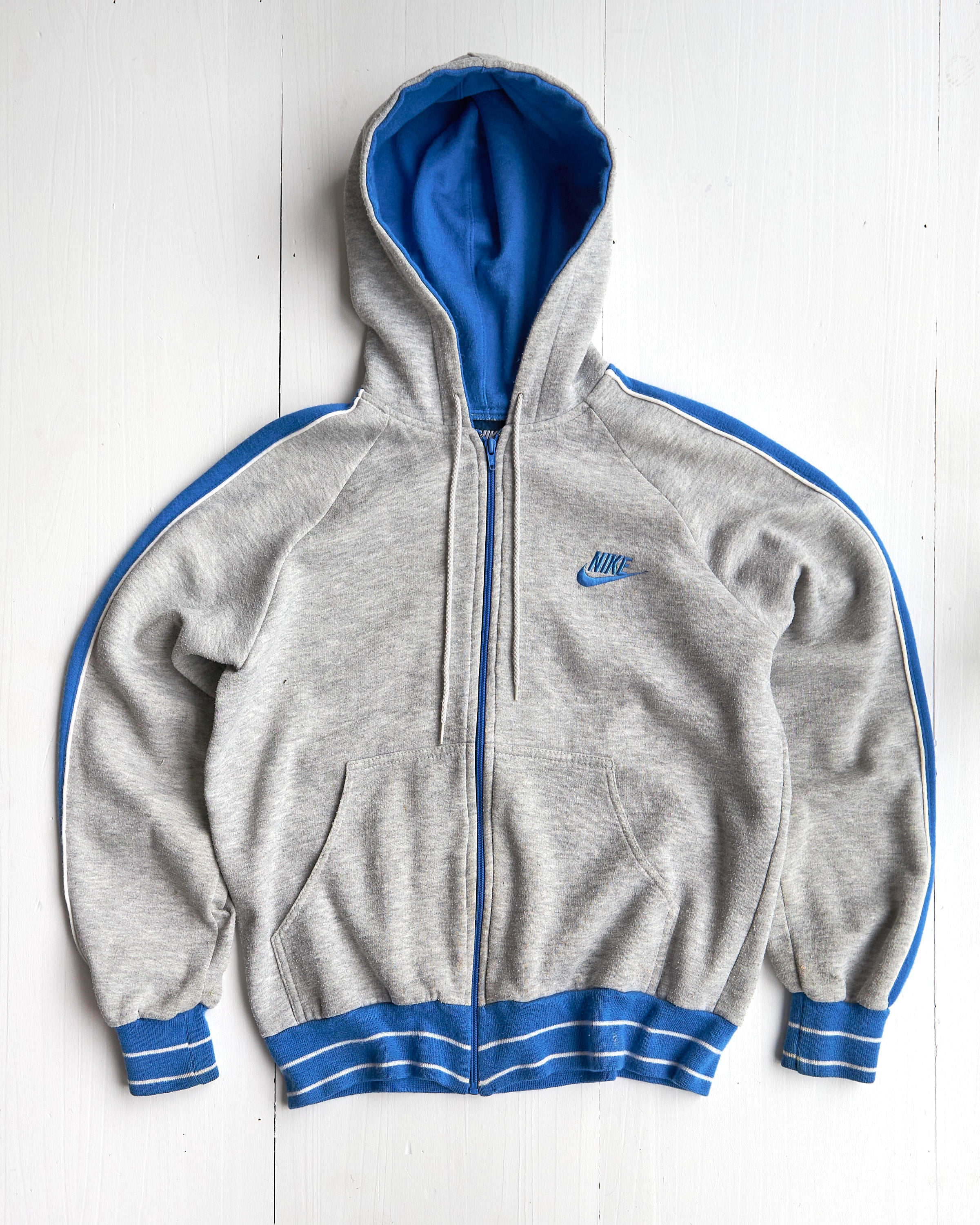 1980's Nike Grey and Blue Zip-Up Vest