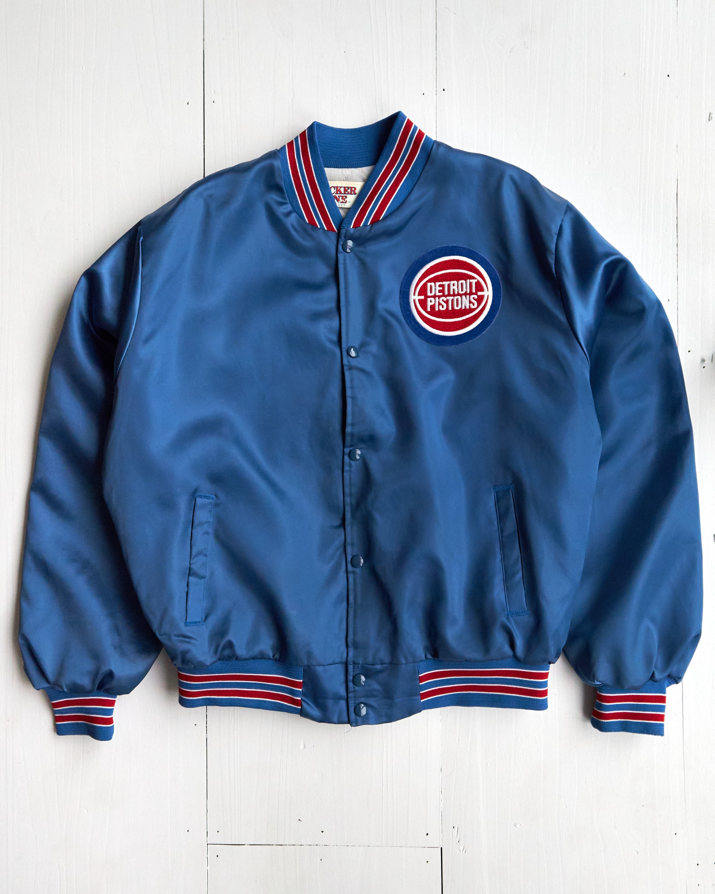 1980-90’s Detroit Pistons Blue Satin Bomber Jacket