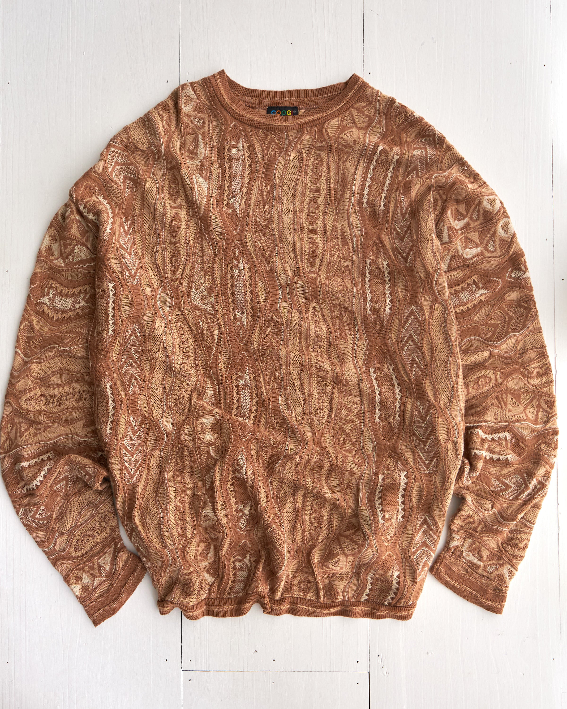 Pull en tricot texturé beige Vintage Coogi Australia