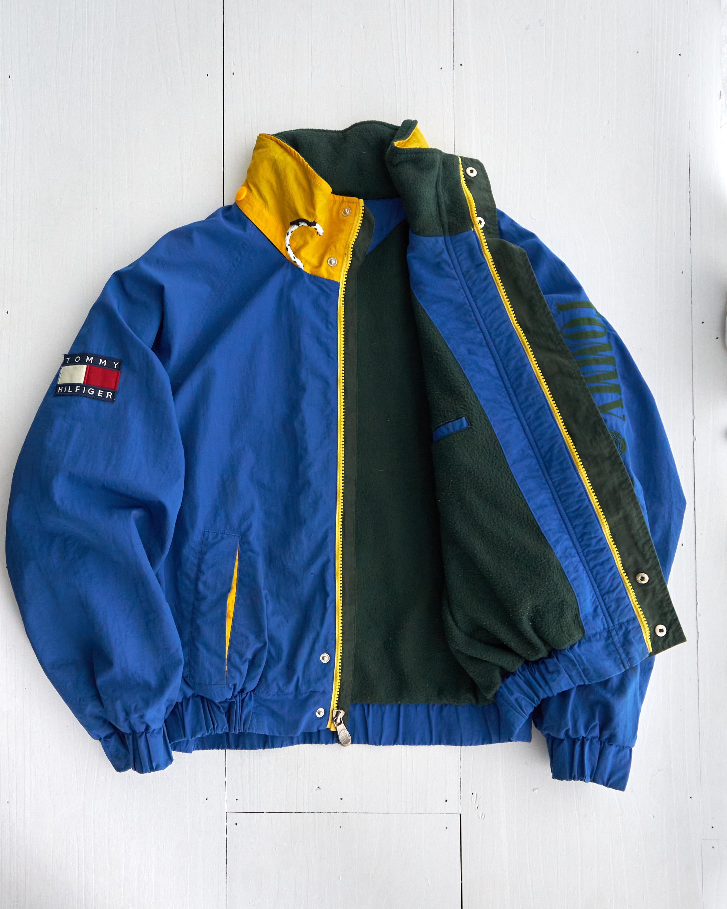 Veste Nautique Tommy Hilfiger des Années 90 Bleu Jaune