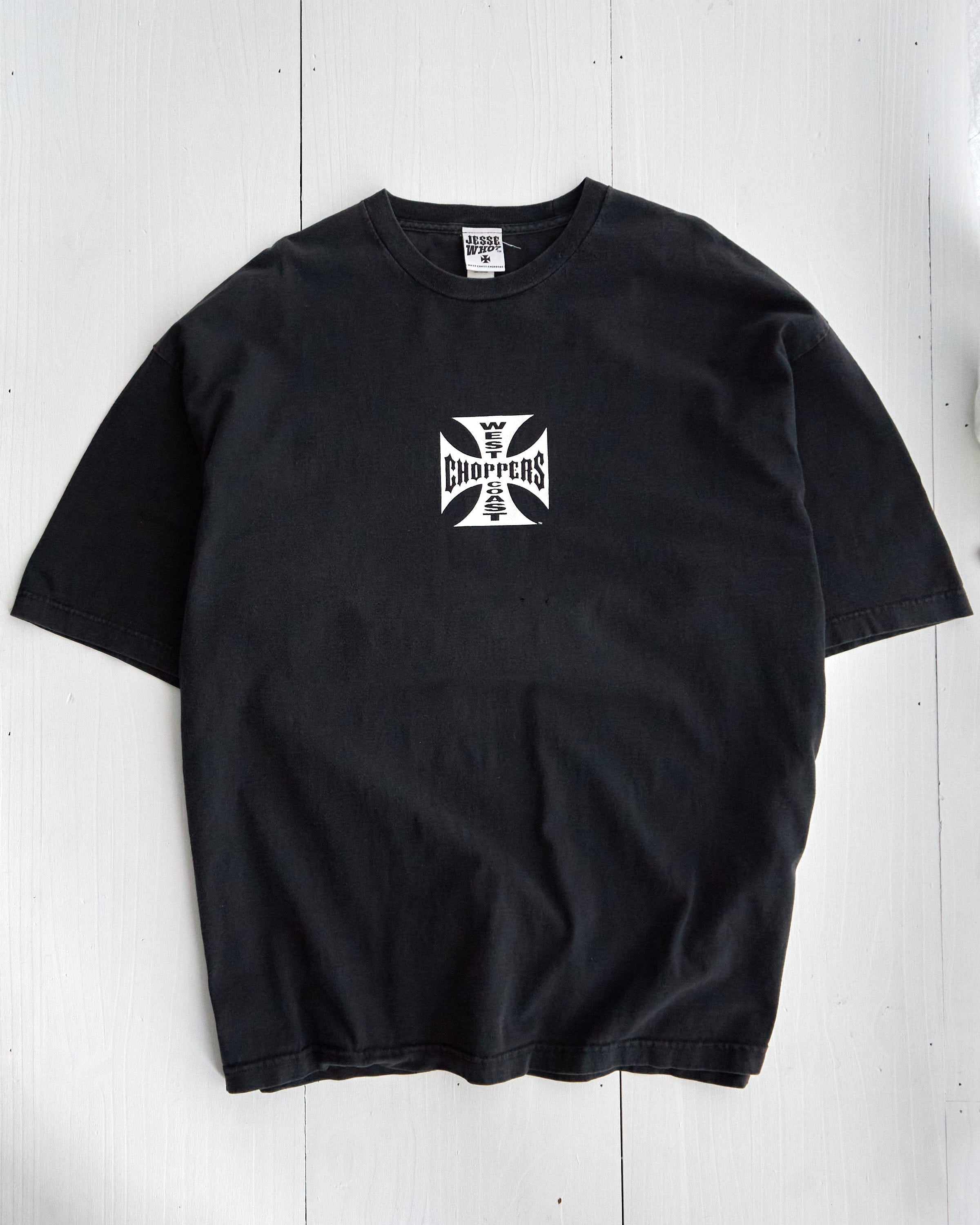 T-shirt Vintage West Coast Choppers Long Beach CA Noir Graphique de Motard