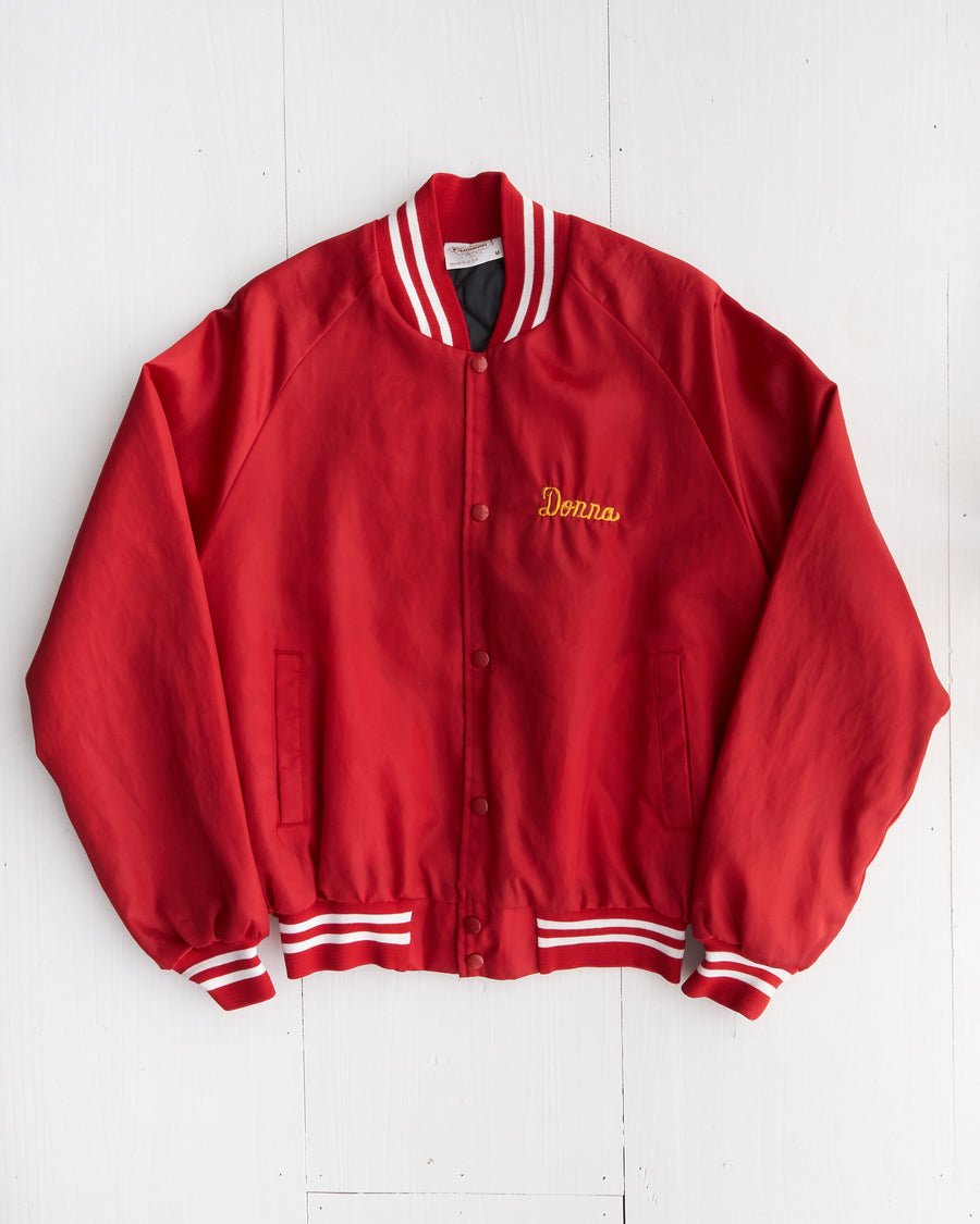 1990's Red Ladies Auxiliary Fire Department Bomber Jacket