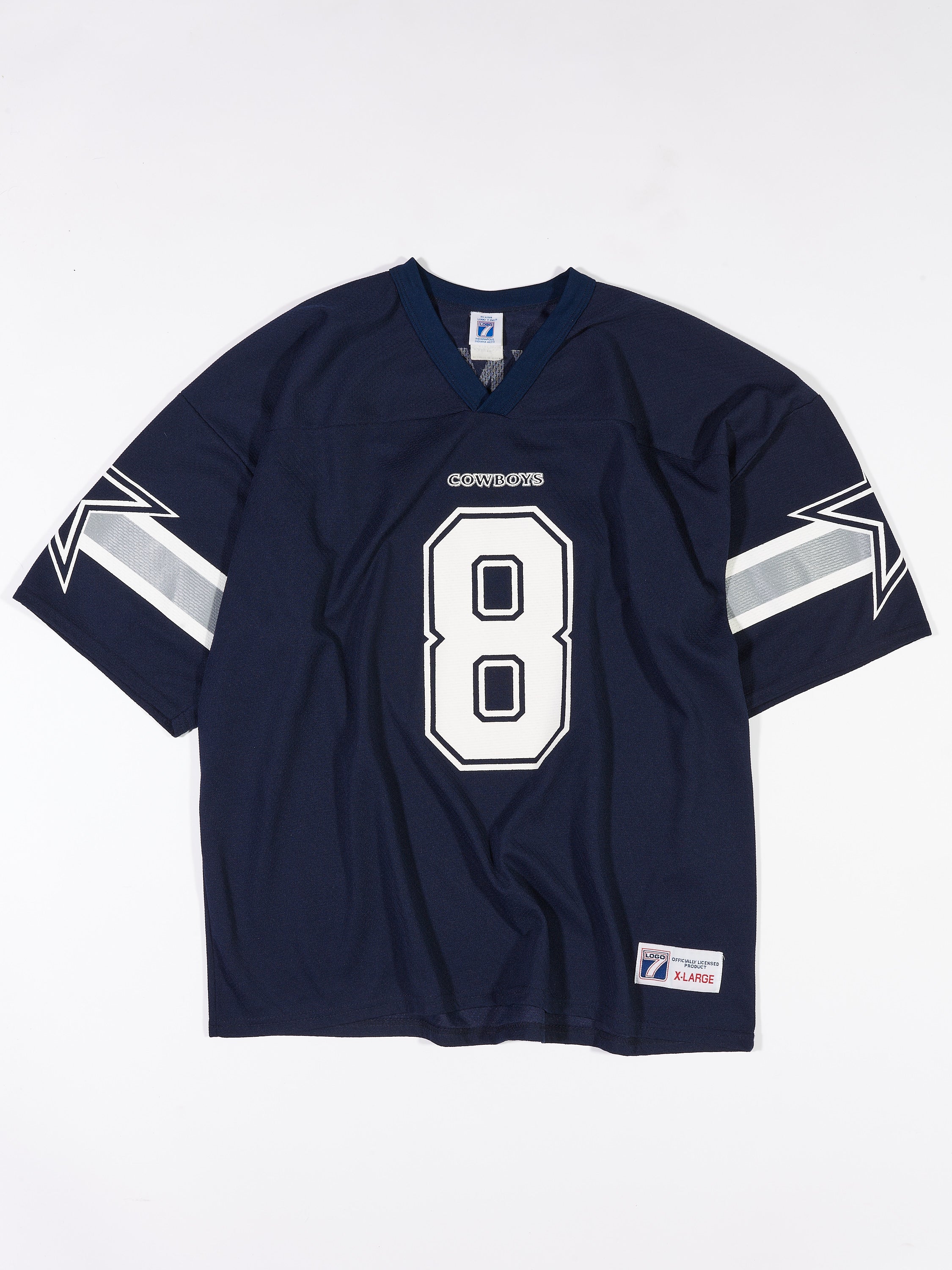 90's Dallas Cowboys Troy Aikman Logo 7 Jersey in a vintage style from thrift store Twise Studio