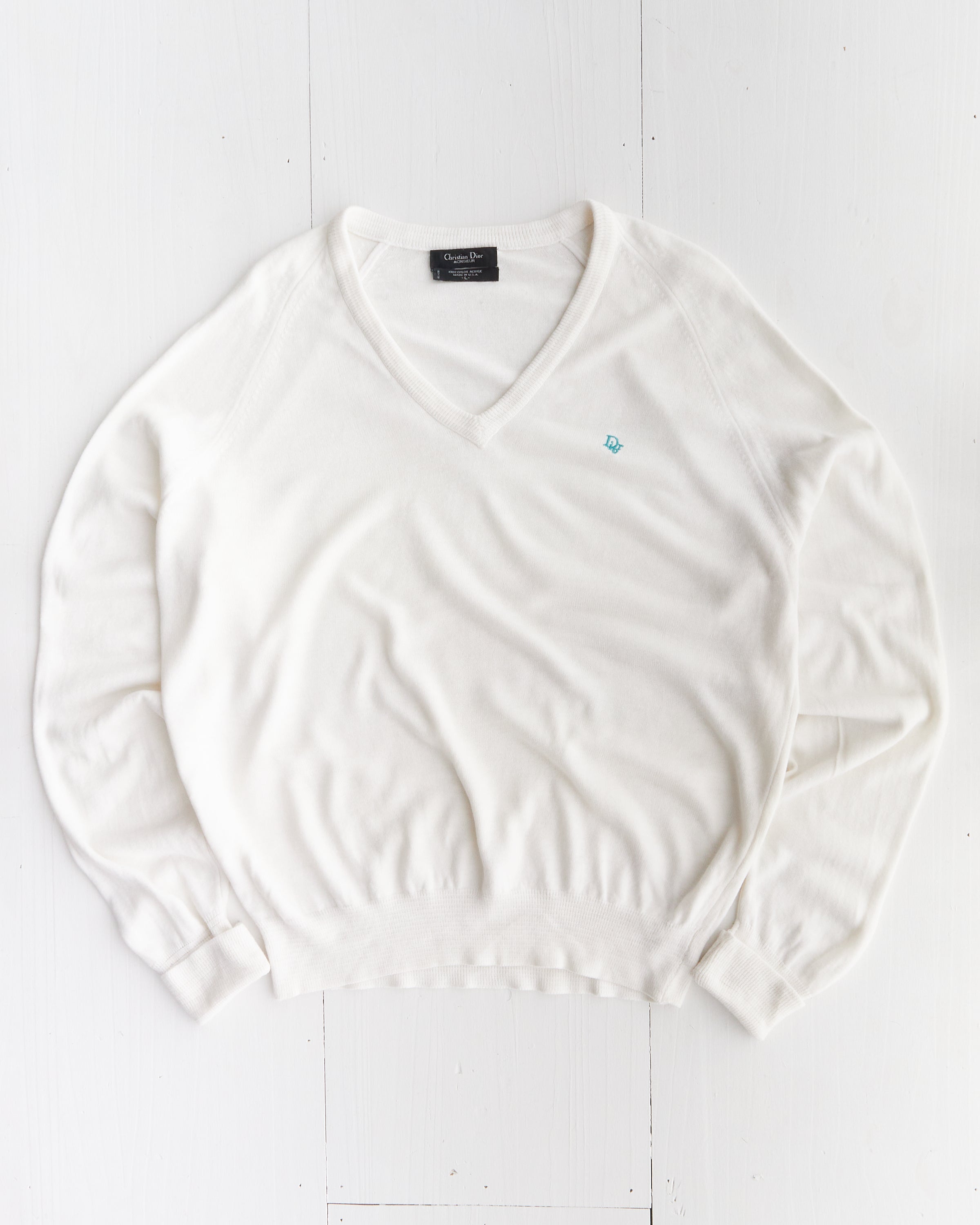 CD Christian Dior White Knit Sweater