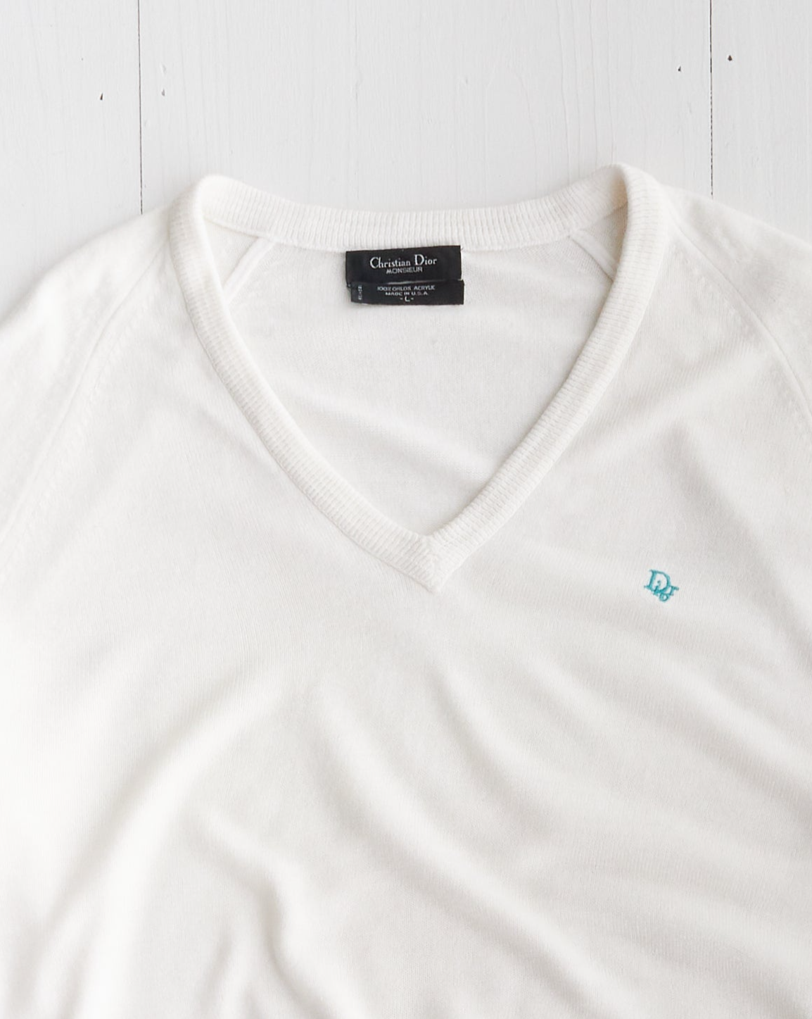 CD Christian Dior White Knit Sweater