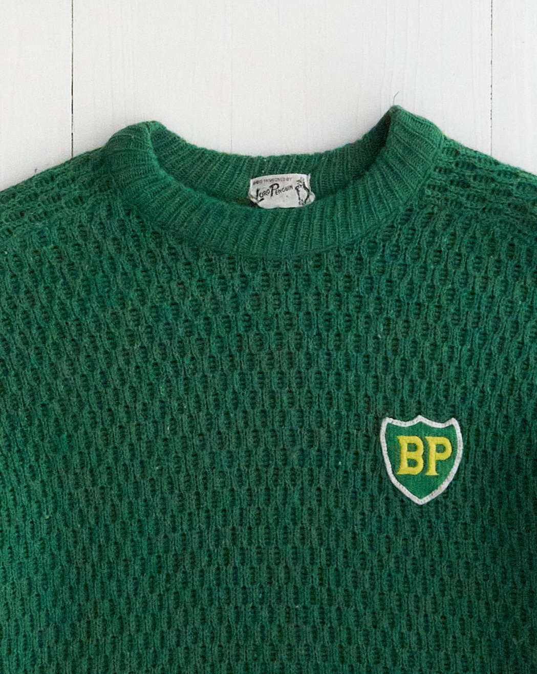 1960's "hand fashioned" Green Knit Sweater