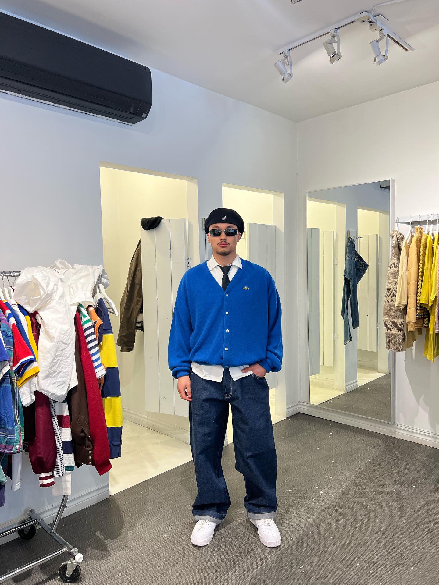 Late 1980's Izod Lacoste Blue Cardigan