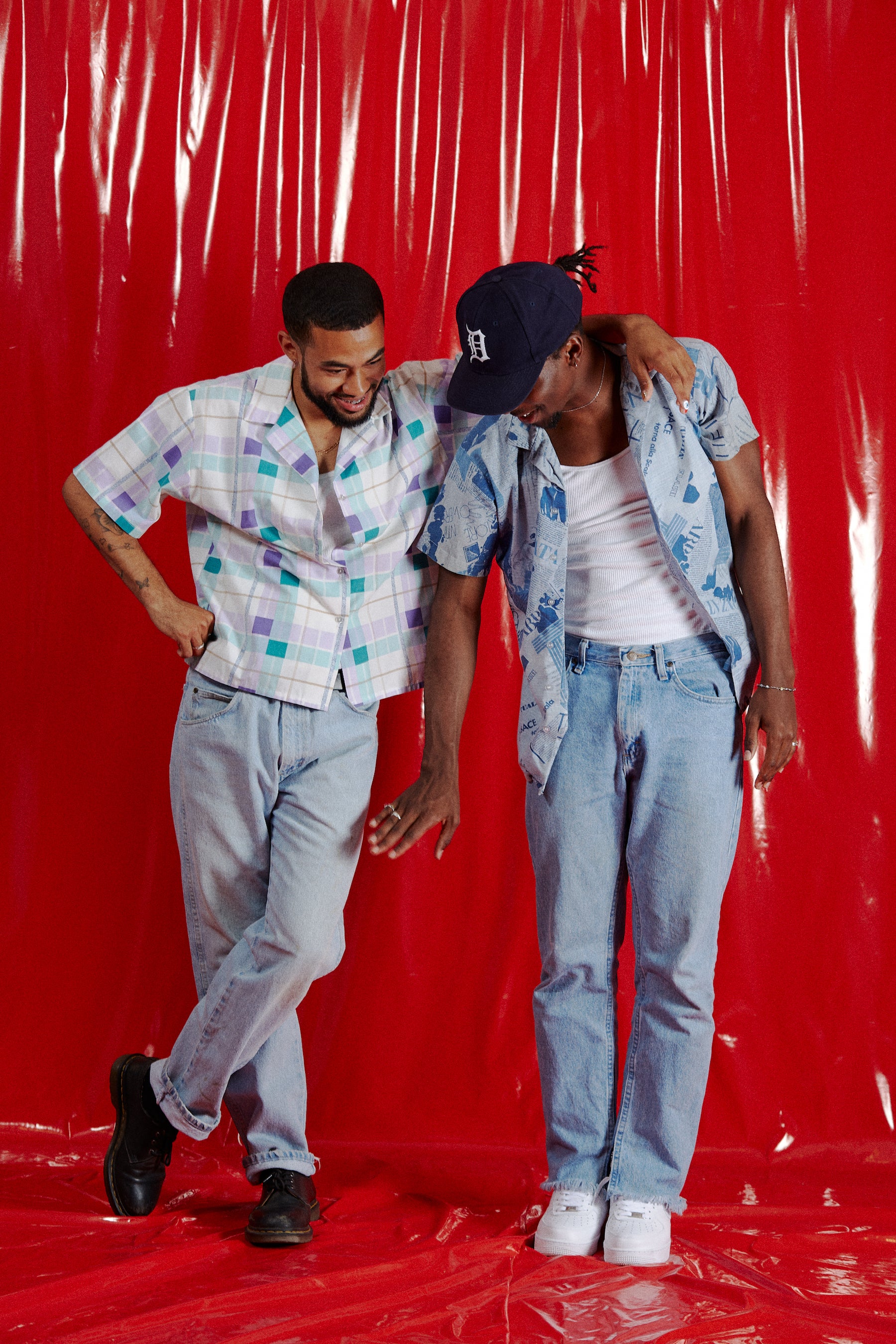 Vintage Newspaper Style Button Up Shirt in a vintage style from thrift store Twise Studio