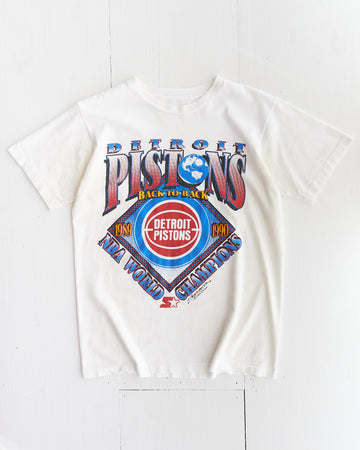 1989-1990 Detroit Pistons Back To Back Champions White T-shirt