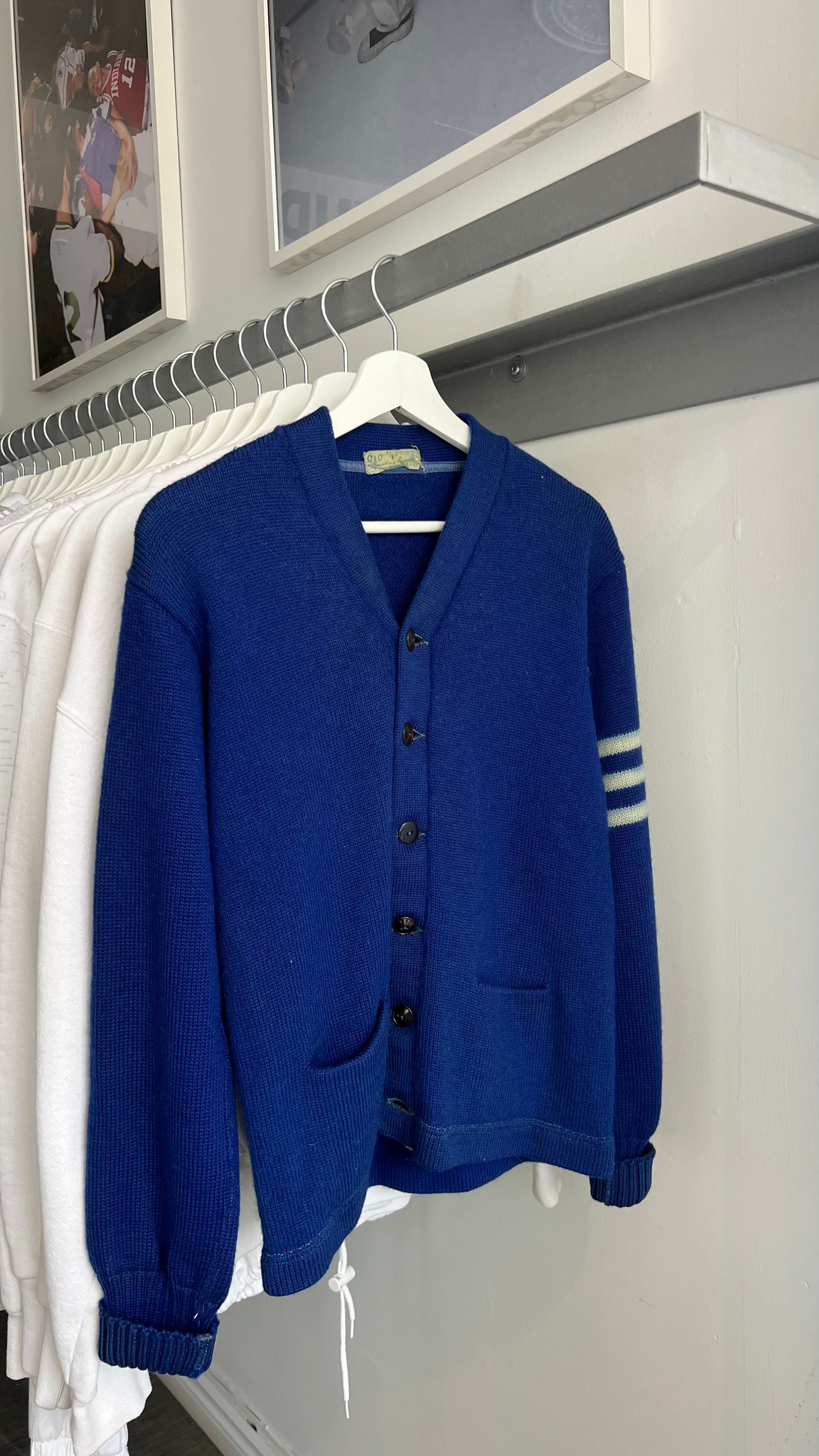 1950's navy Blue Wool Cardigan