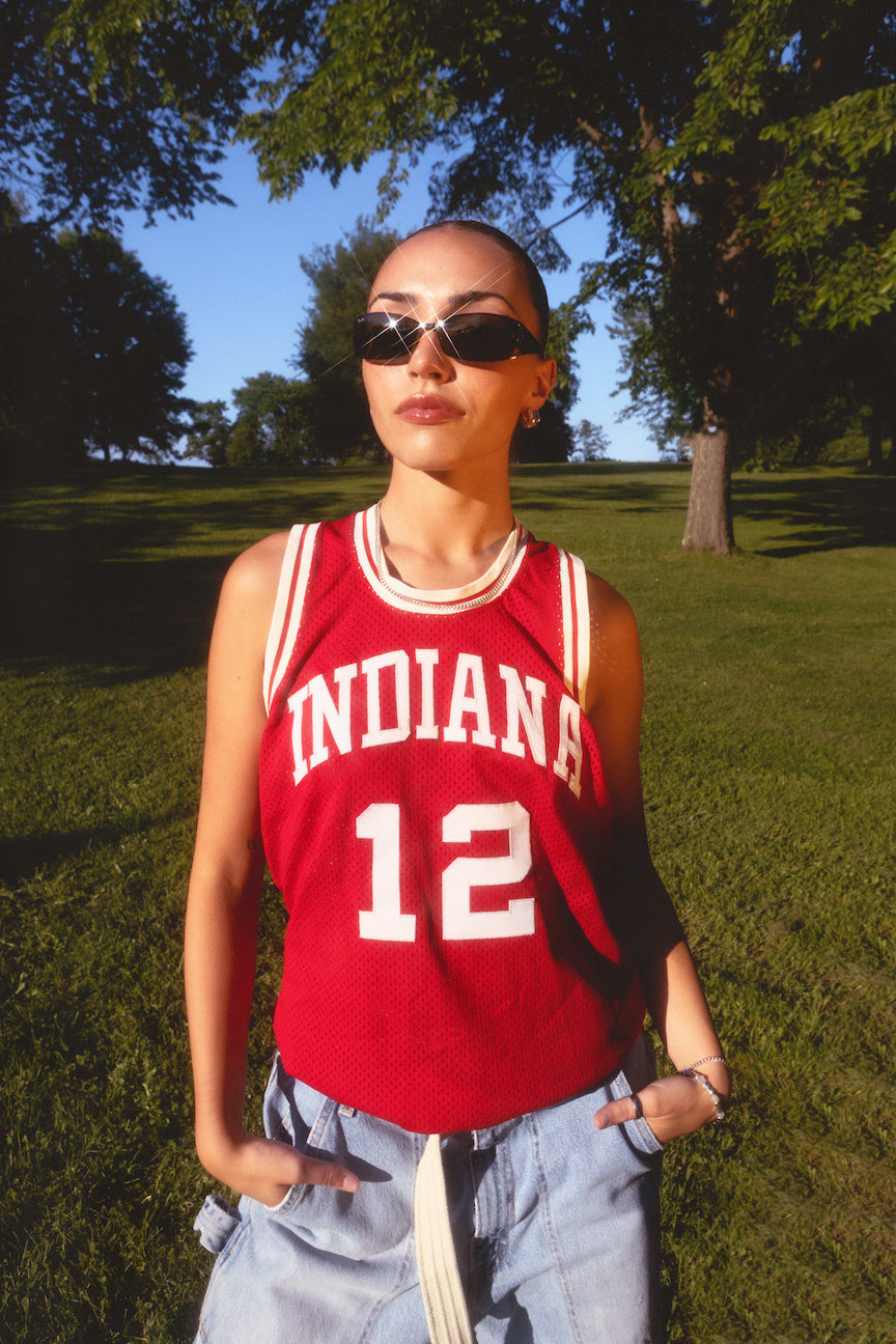 80's Indiana Hoosier Steve Alford NCAA Jersey in a vintage style from thrift store Twise Studio