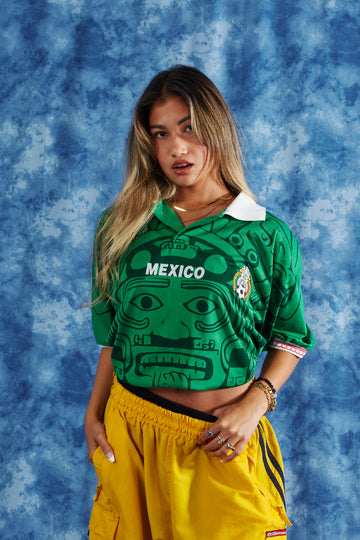 Late 90's Mexico World Cup Soccer Jersey in a vintage style from thrift store Twise Studio
