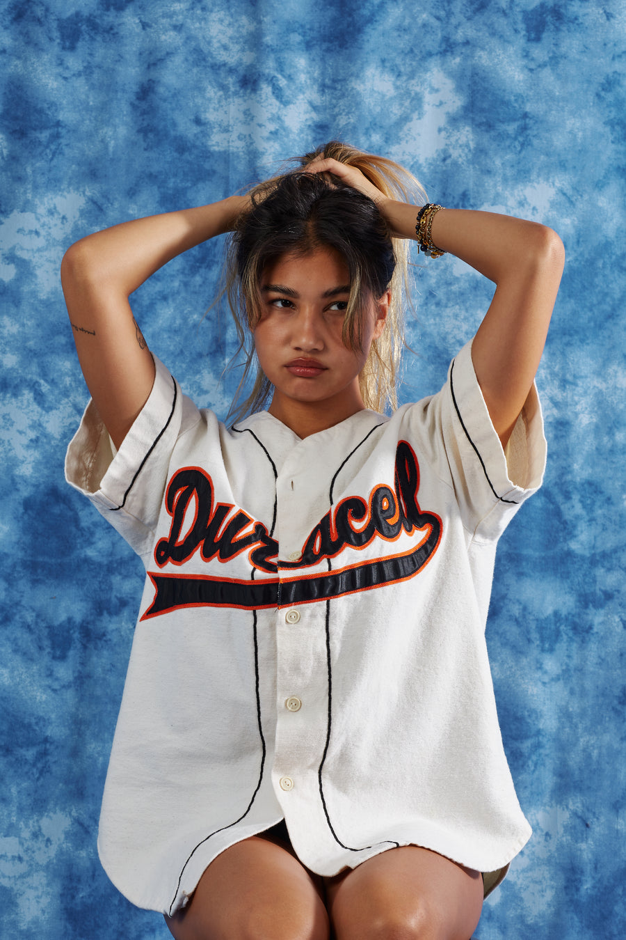 Early 1990's Duracell Baseball Jersey in a vintage style from thrift store Twise Studio