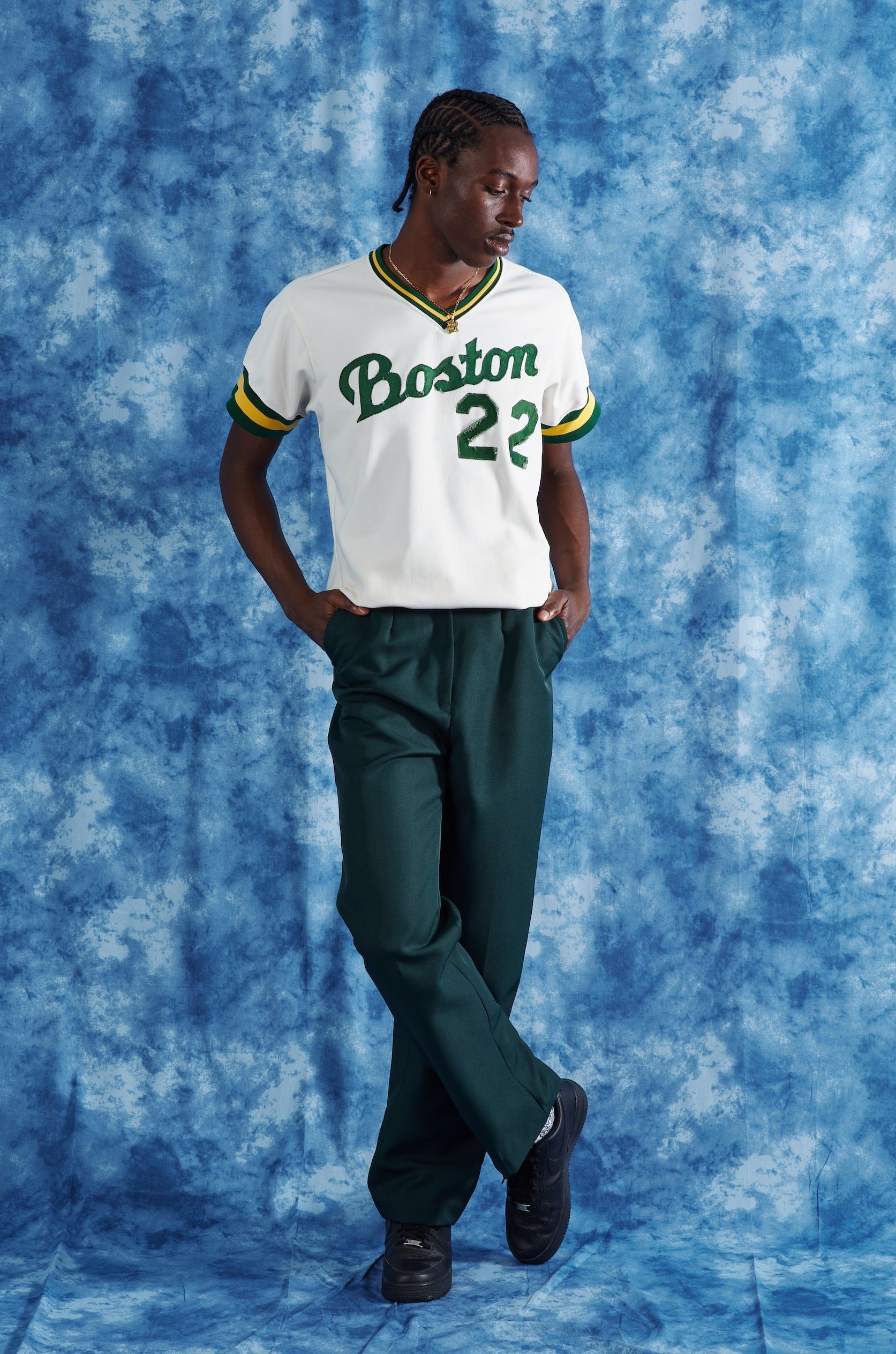 60's Vintage Wilson Authentic Boston Jersey in a vintage style from thrift store Twise Studio