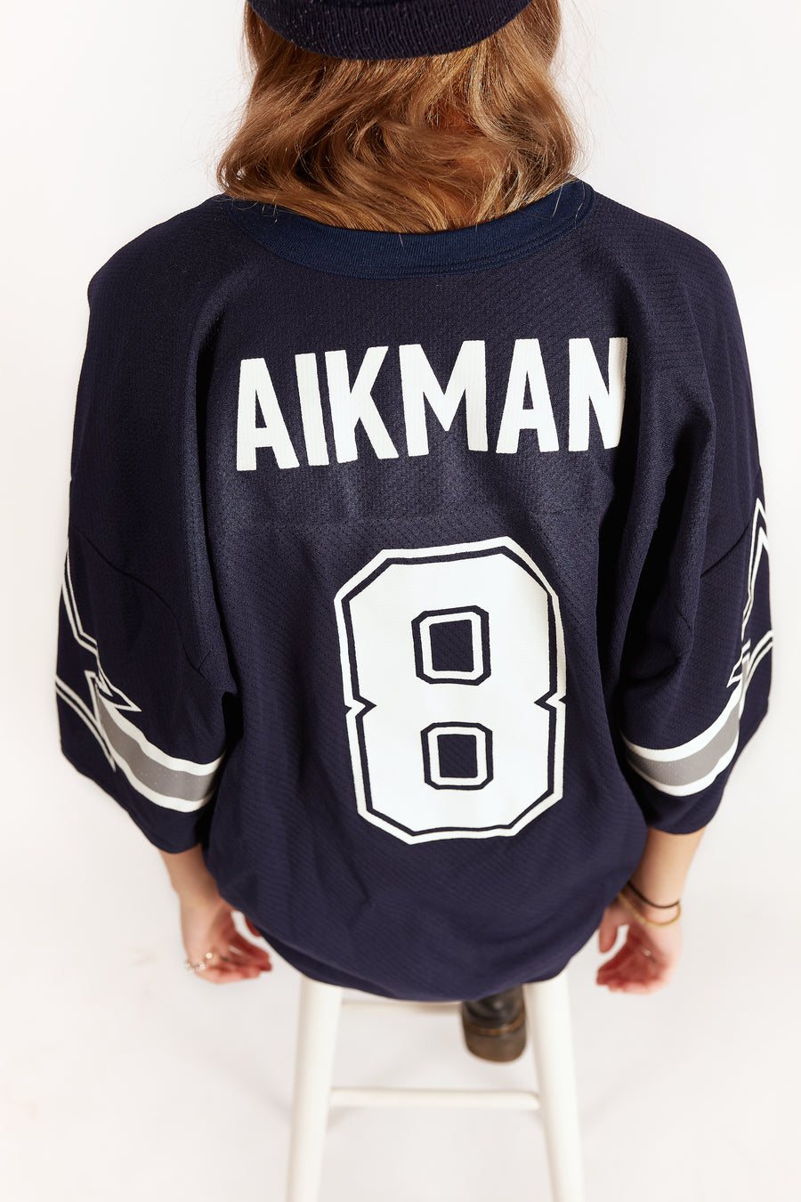 90's Dallas Cowboys Troy Aikman Logo 7 Jersey in a vintage style from thrift store Twise Studio
