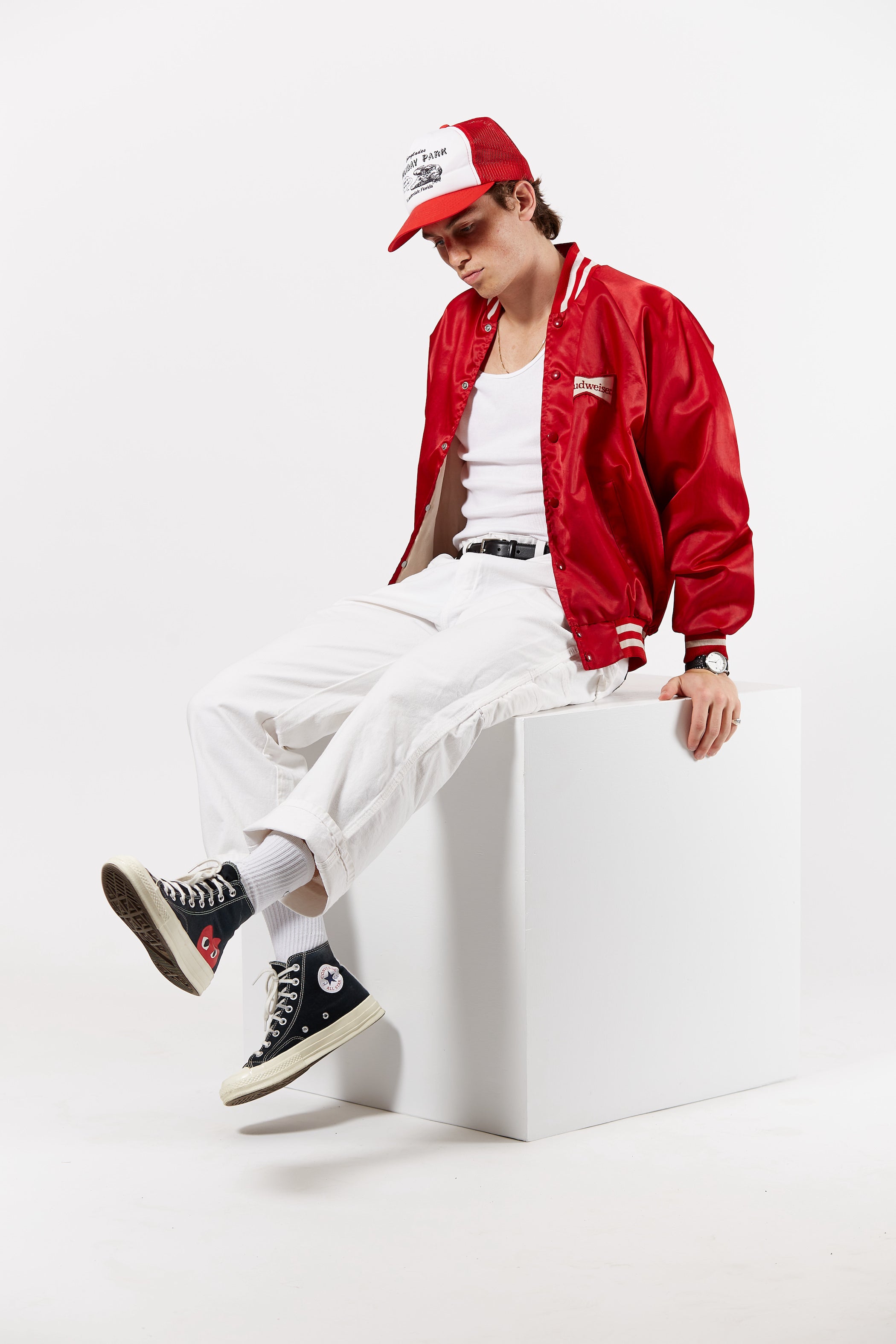 Budweiser Red Satin Bomber Jacket by Anheuser Busch