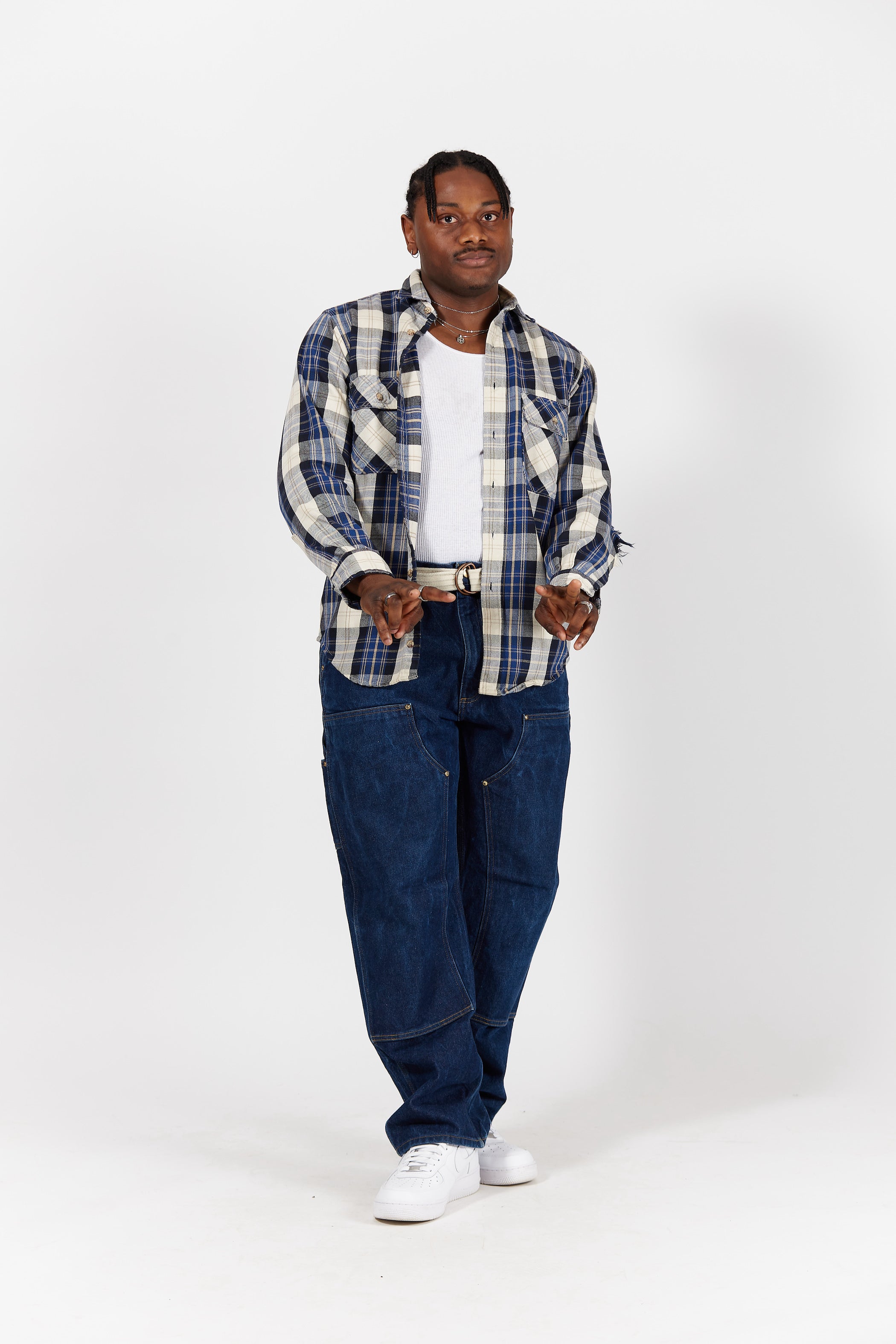 Carhartt Distressed Plaid Flannel Button Up