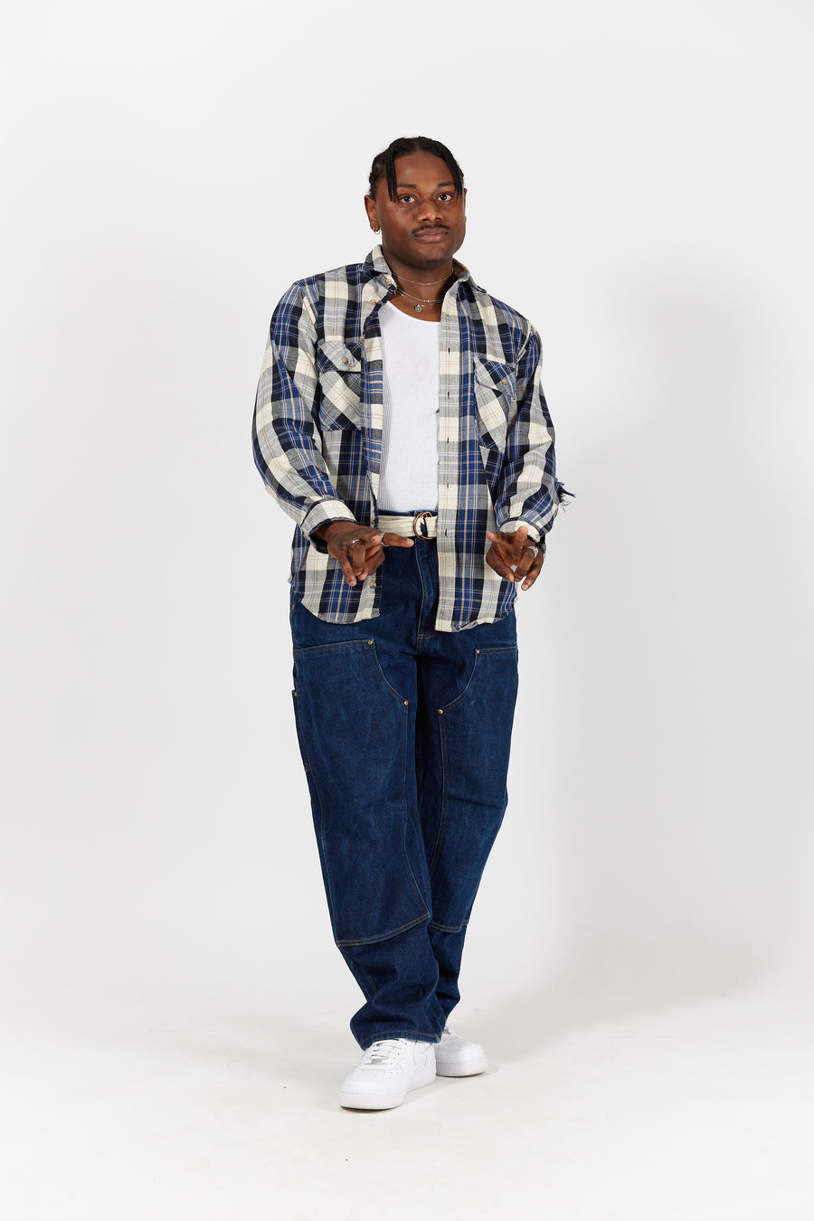 Carhartt Distressed Plaid Flannel Button Up