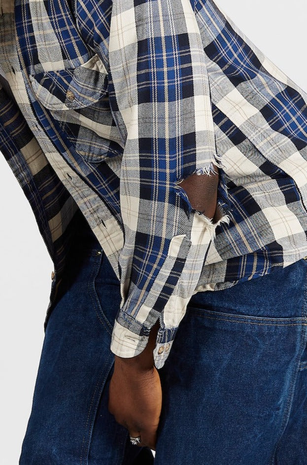 Carhartt Distressed Plaid Flannel Button Up