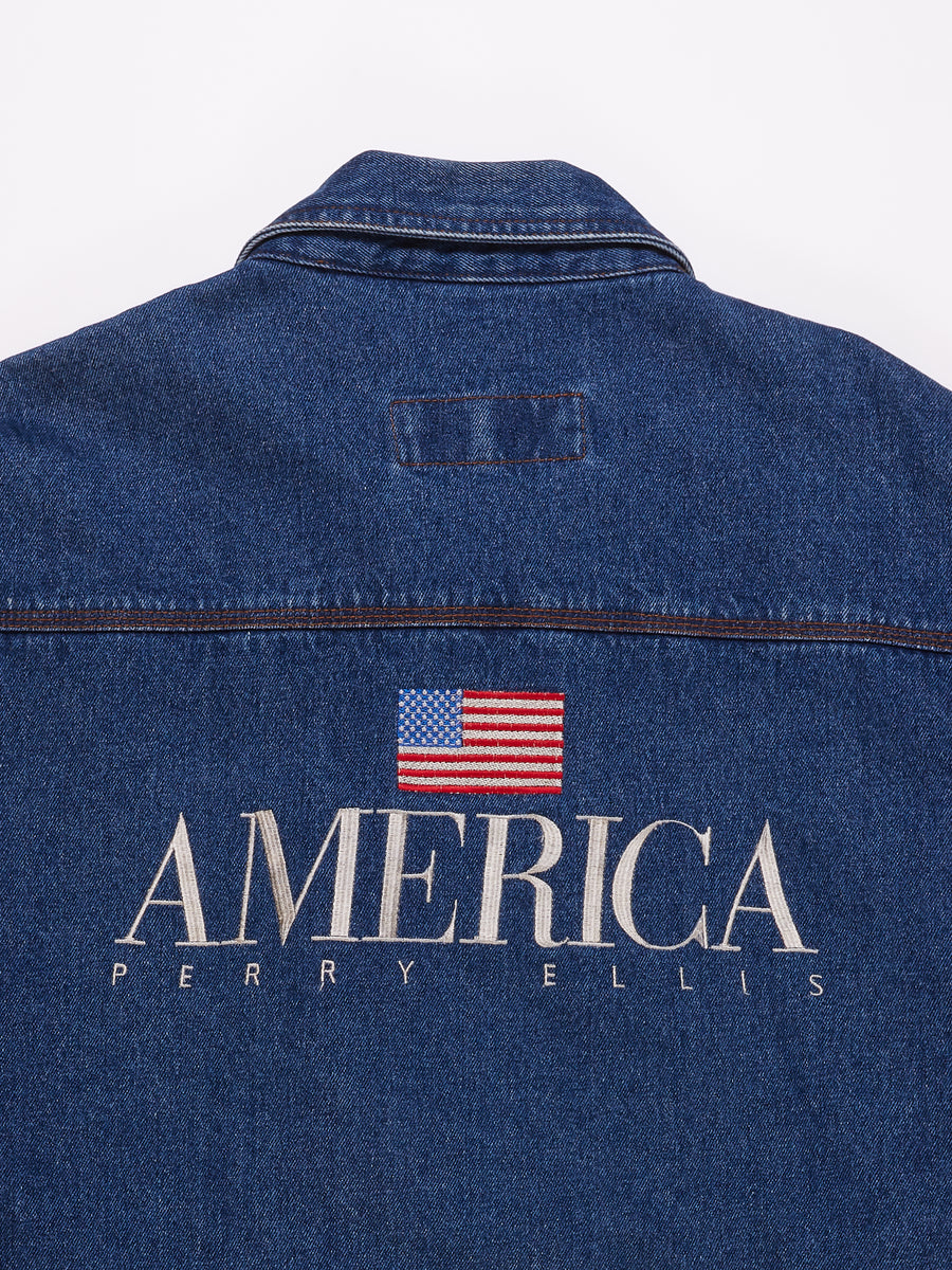 Perry Ellis America Jeans Jacket in a vintage style from thrift store Twise Studio