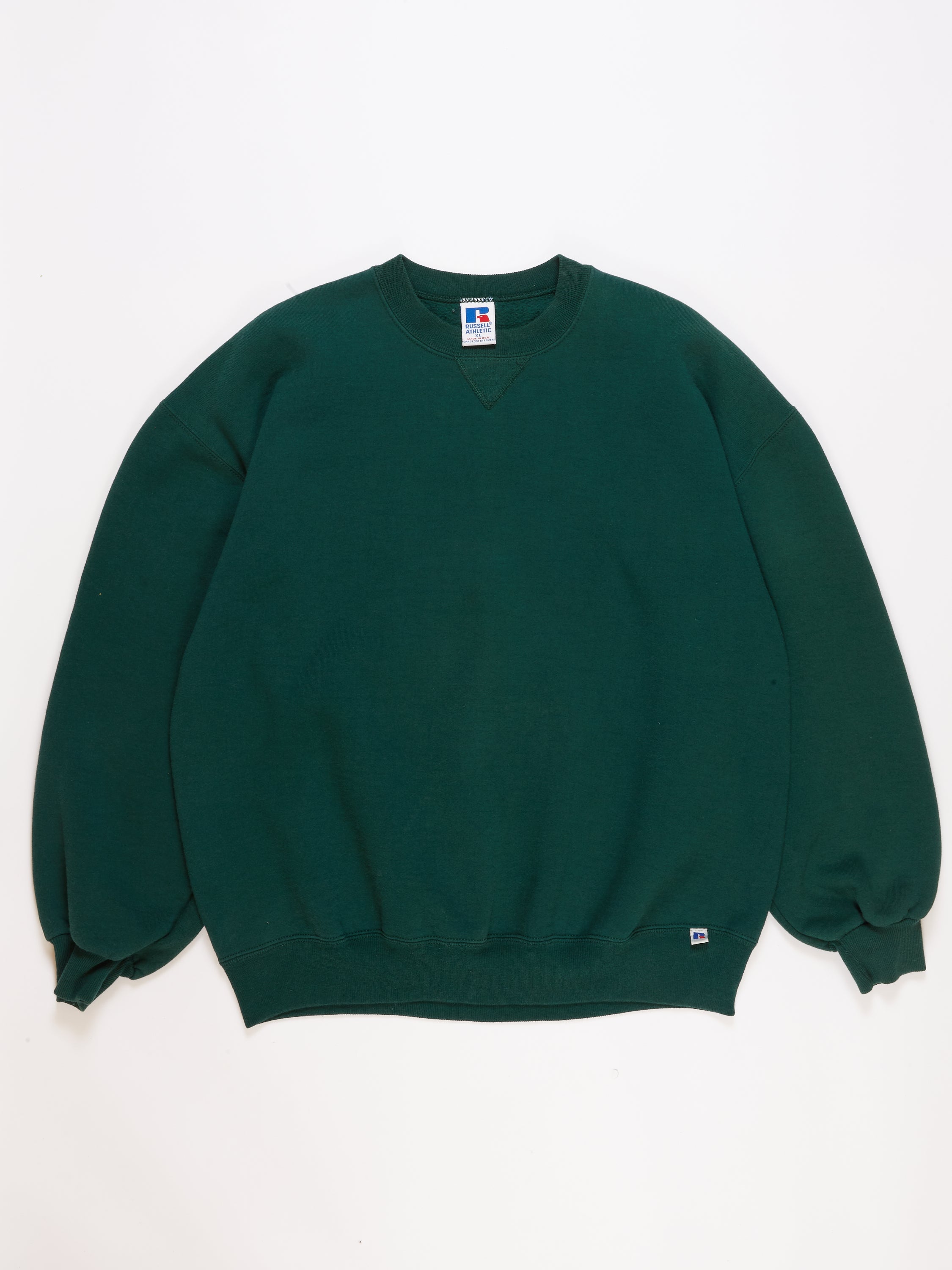 Russell Athletic Forest Green Crewneck in a vintage style from thrift store Twise Studio