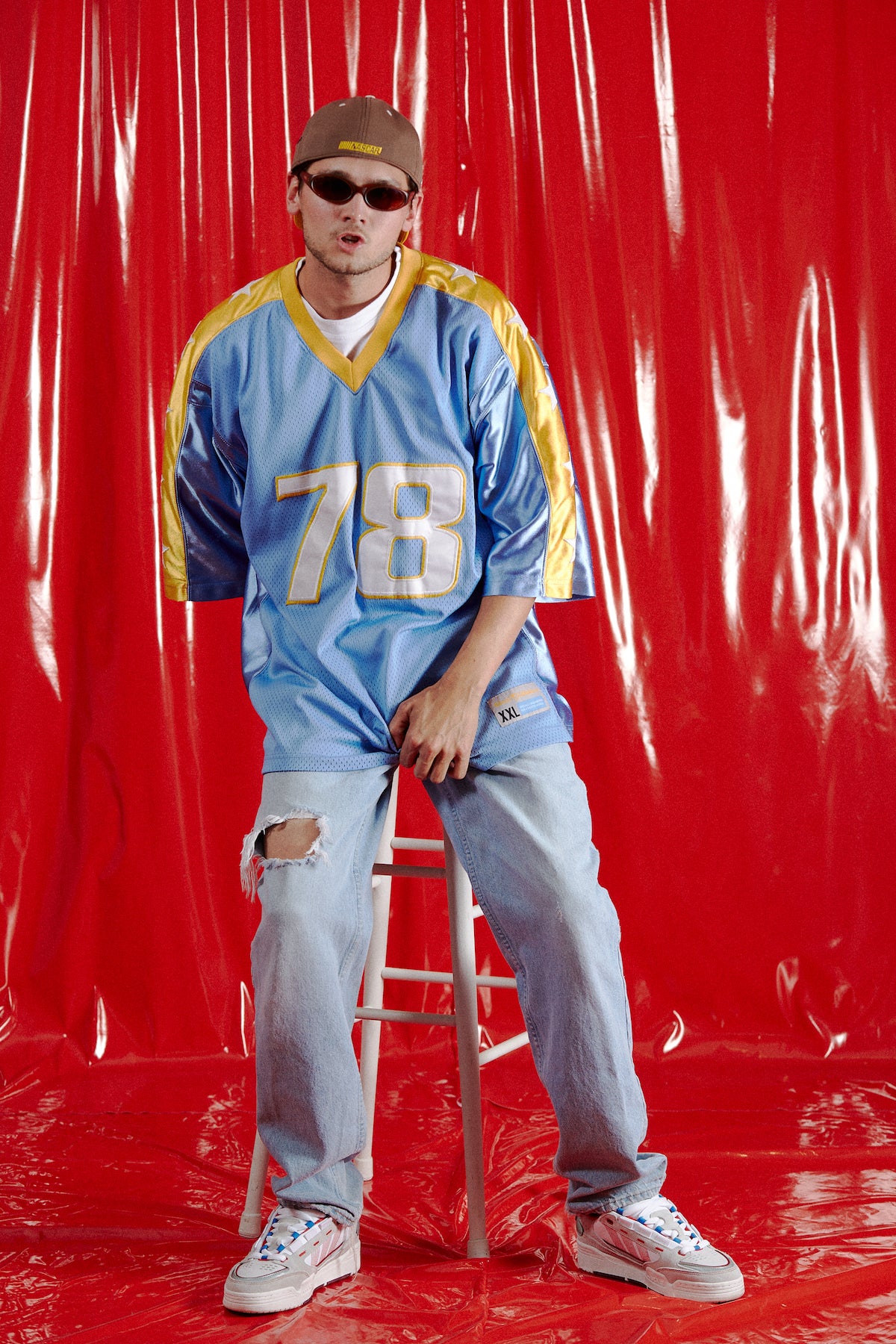 Early 2000s World Athletic Jersey in a vintage style from thrift store Twise Studio