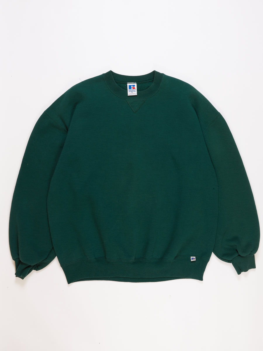 Russell Athletic Forest Green Crewneck in a vintage style from thrift store Twise Studio