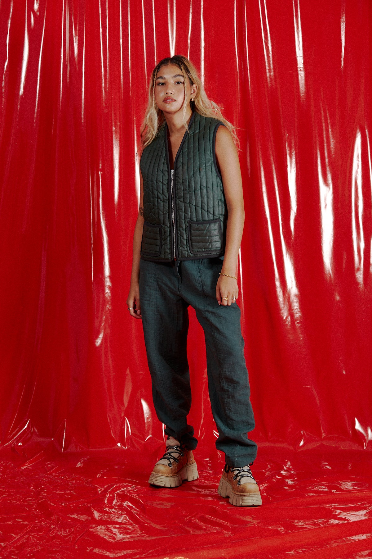 Lined Quilted Vest By Stratford in a vintage style from thrift store Twise Studio