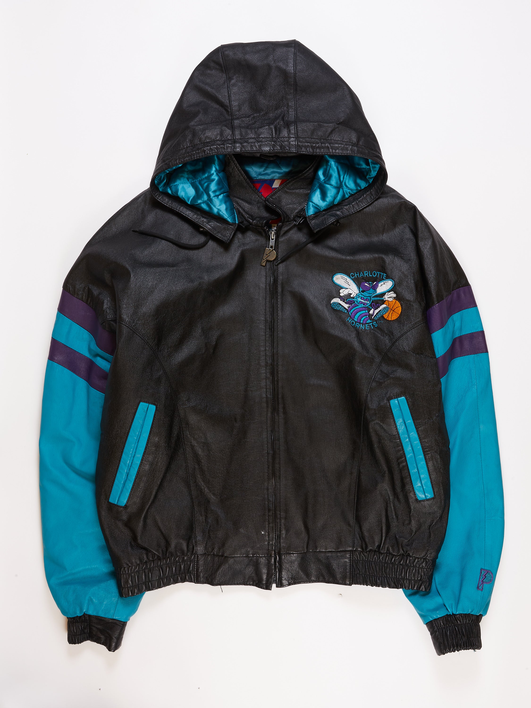 Charlotte Hornets Bomber Jacket in a vintage style from thrift store Twise Studio