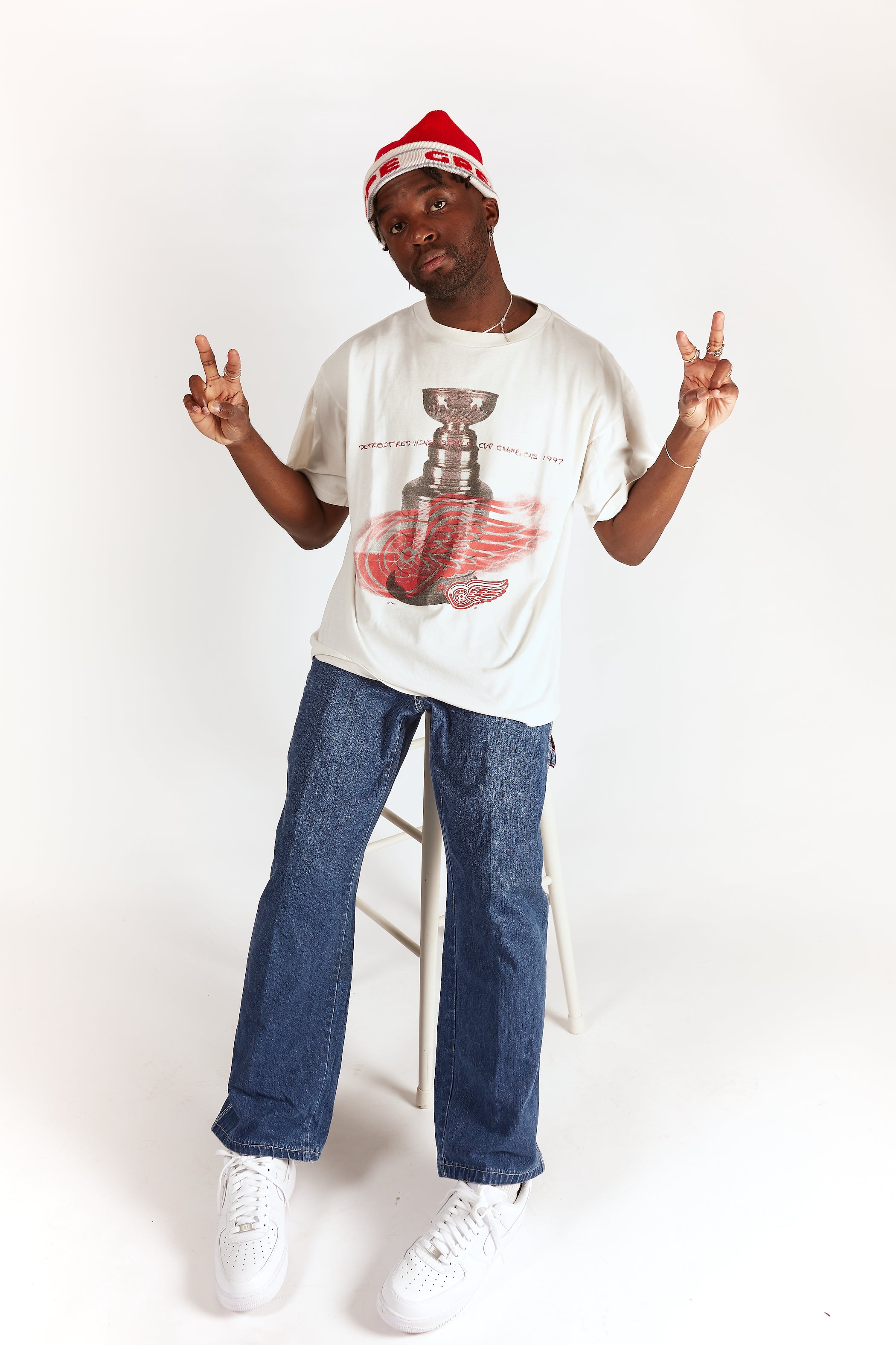 1997 Starter Detroit Red Wings T-shirt in a vintage style from thrift store Twise Studio