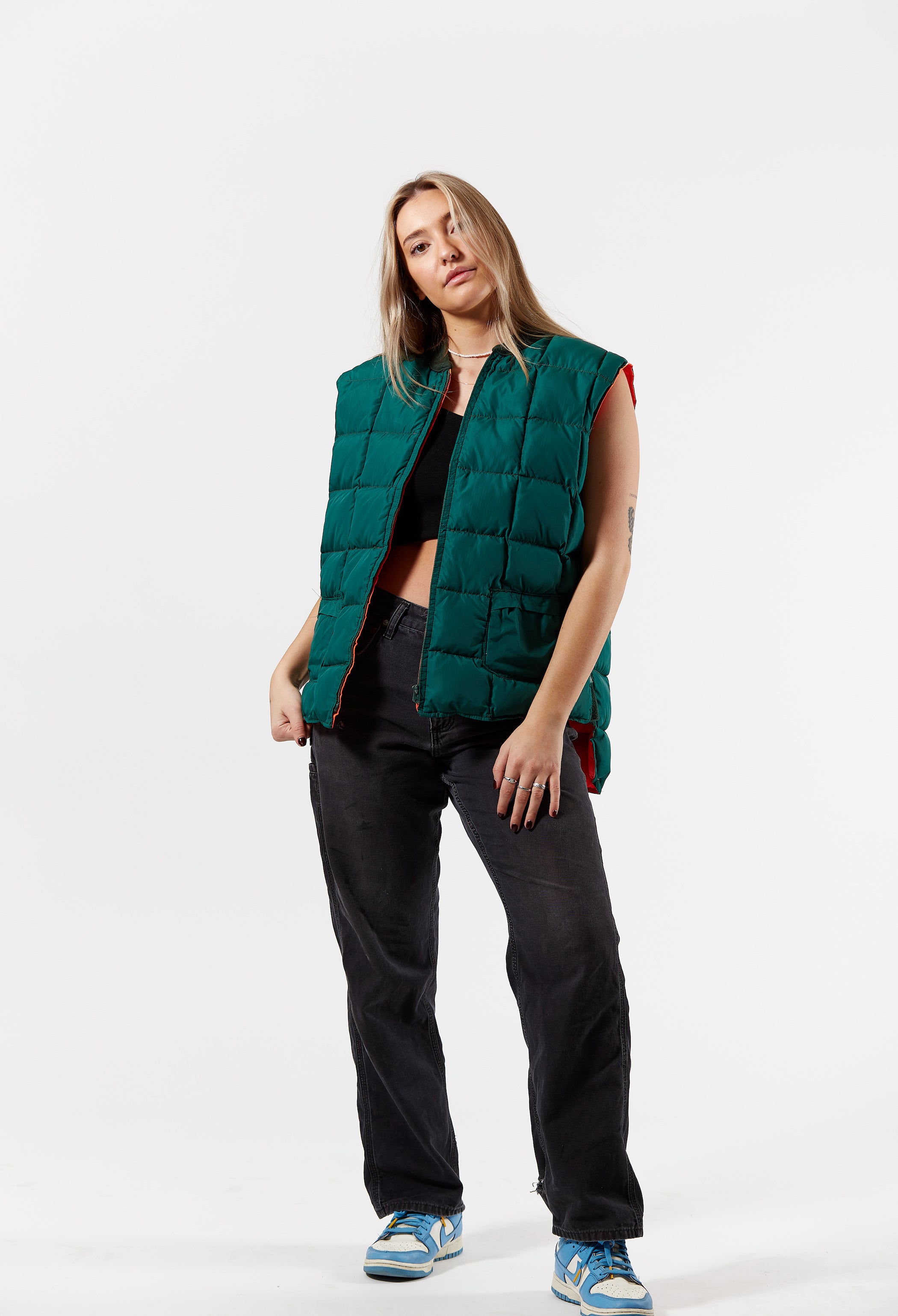 Reversible Puffer Vest in a vintage style from thrift store Twise Studio