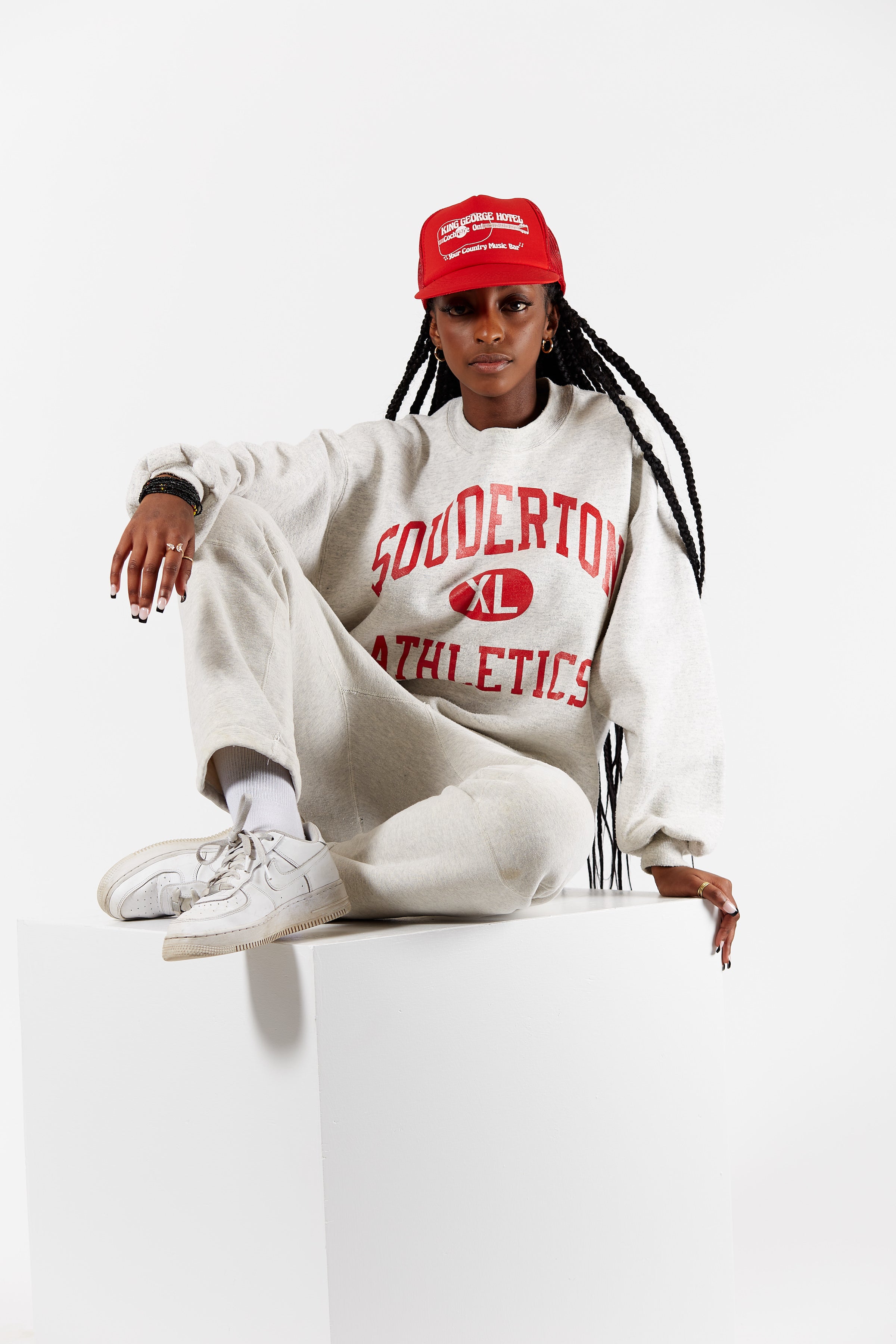 90s Souderton Athletics Sweatshirt in a vintage style from thrift store Twise Studio