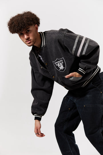 Los Angeles Oakland Raiders Denim Jacket in a vintage style from thrift store Twise Studio