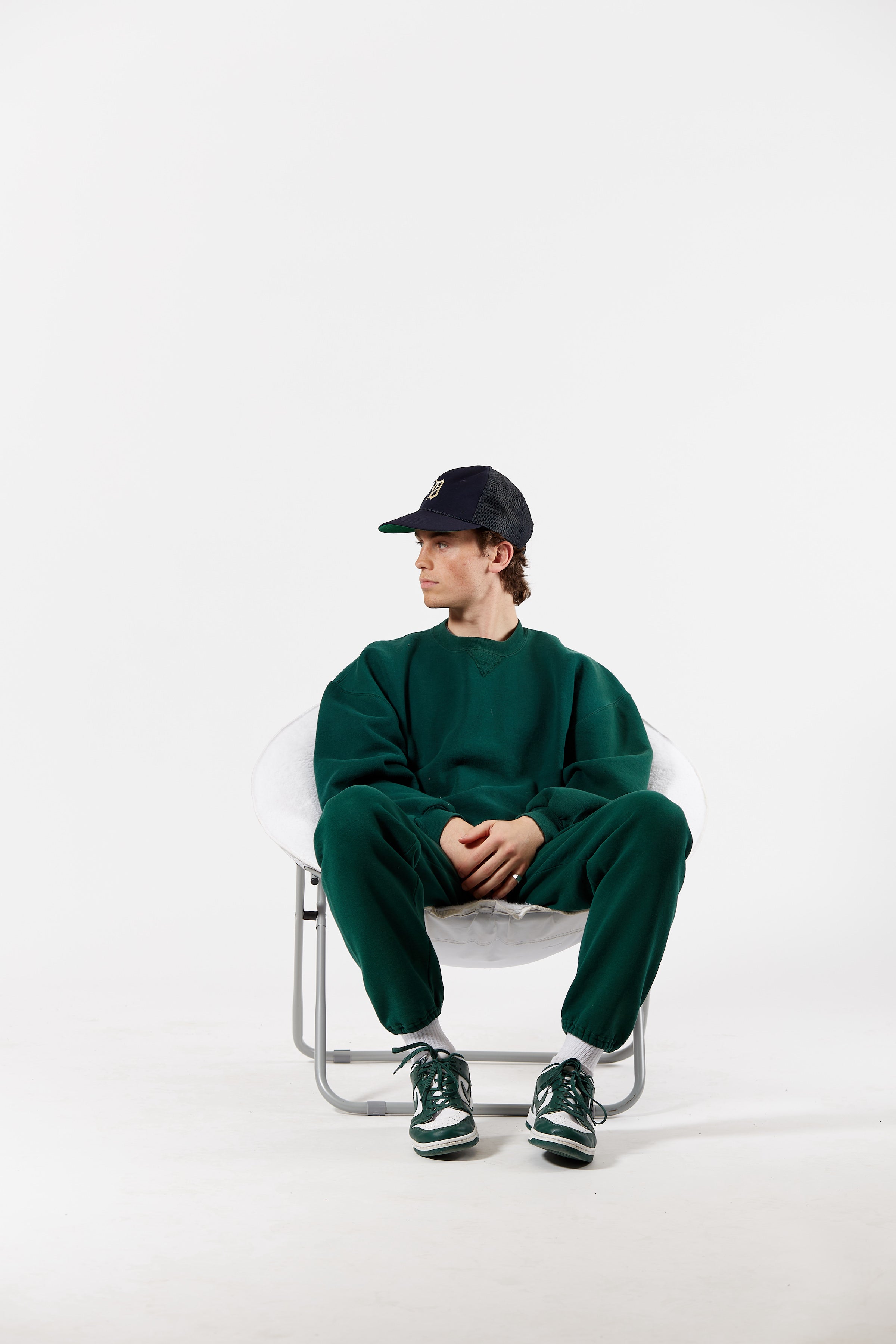 Russell Athletic Forest Green Crewneck in a vintage style from thrift store Twise Studio