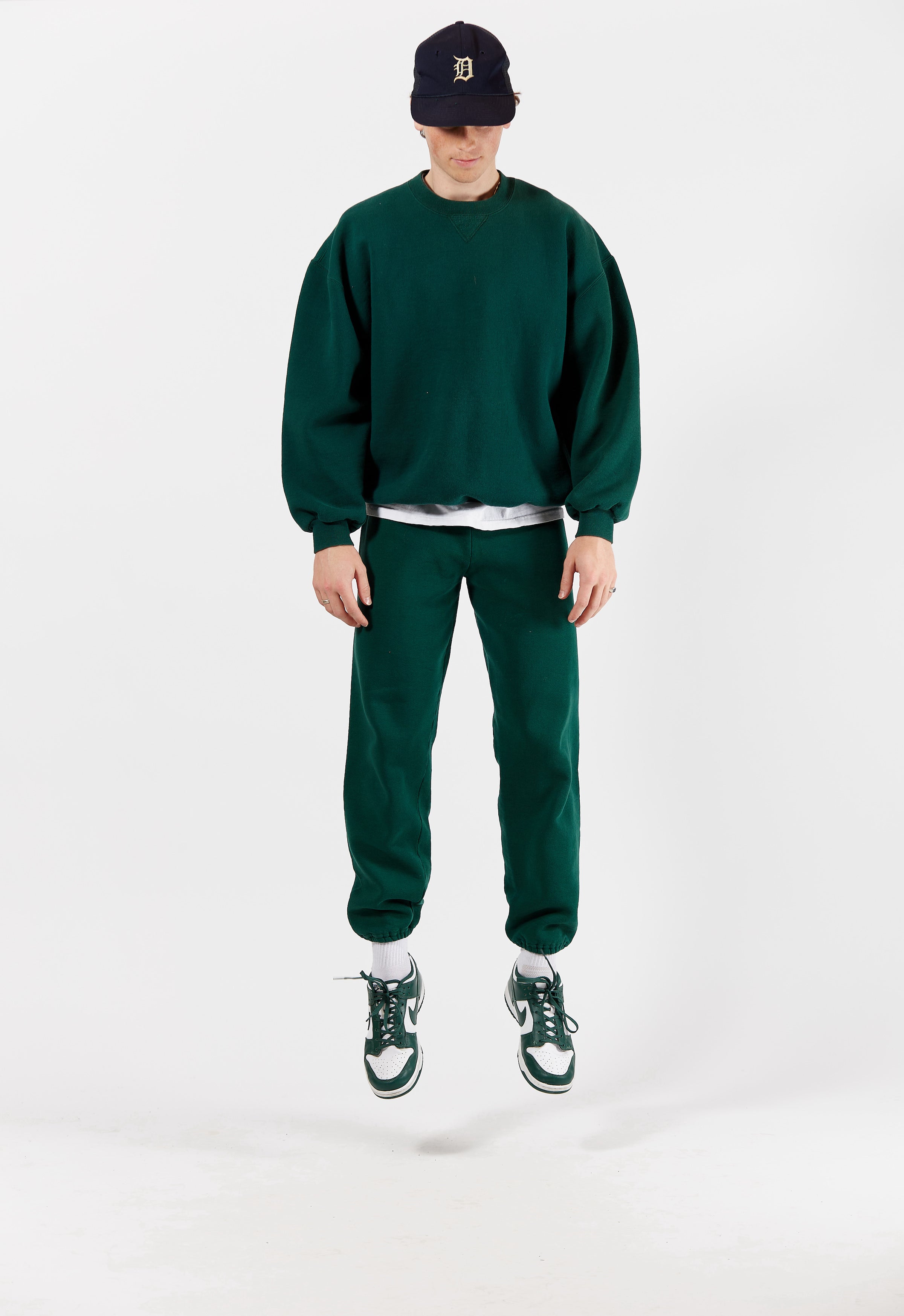 Russell Athletic Forest Green Crewneck in a vintage style from thrift store Twise Studio