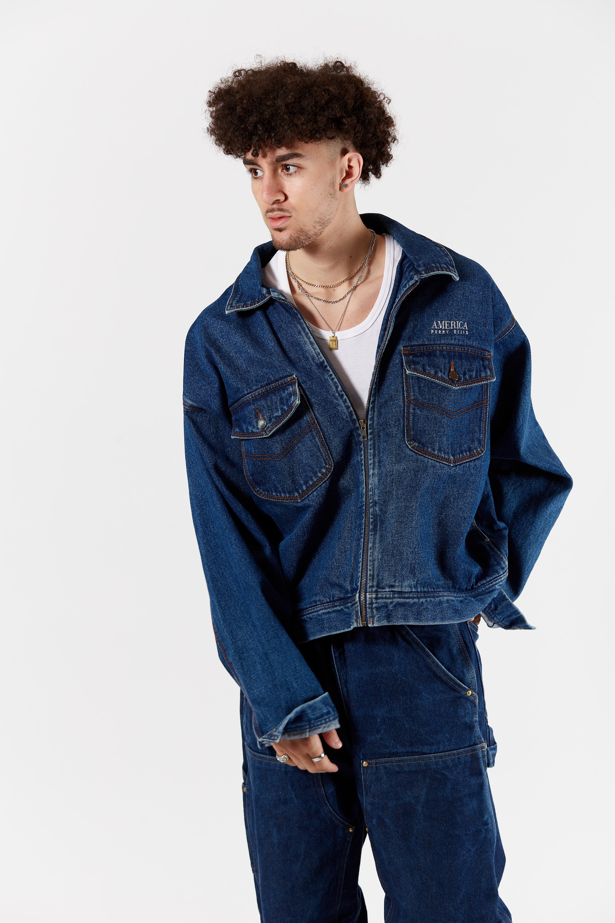 Perry Ellis America Jeans Jacket in a vintage style from thrift store Twise Studio