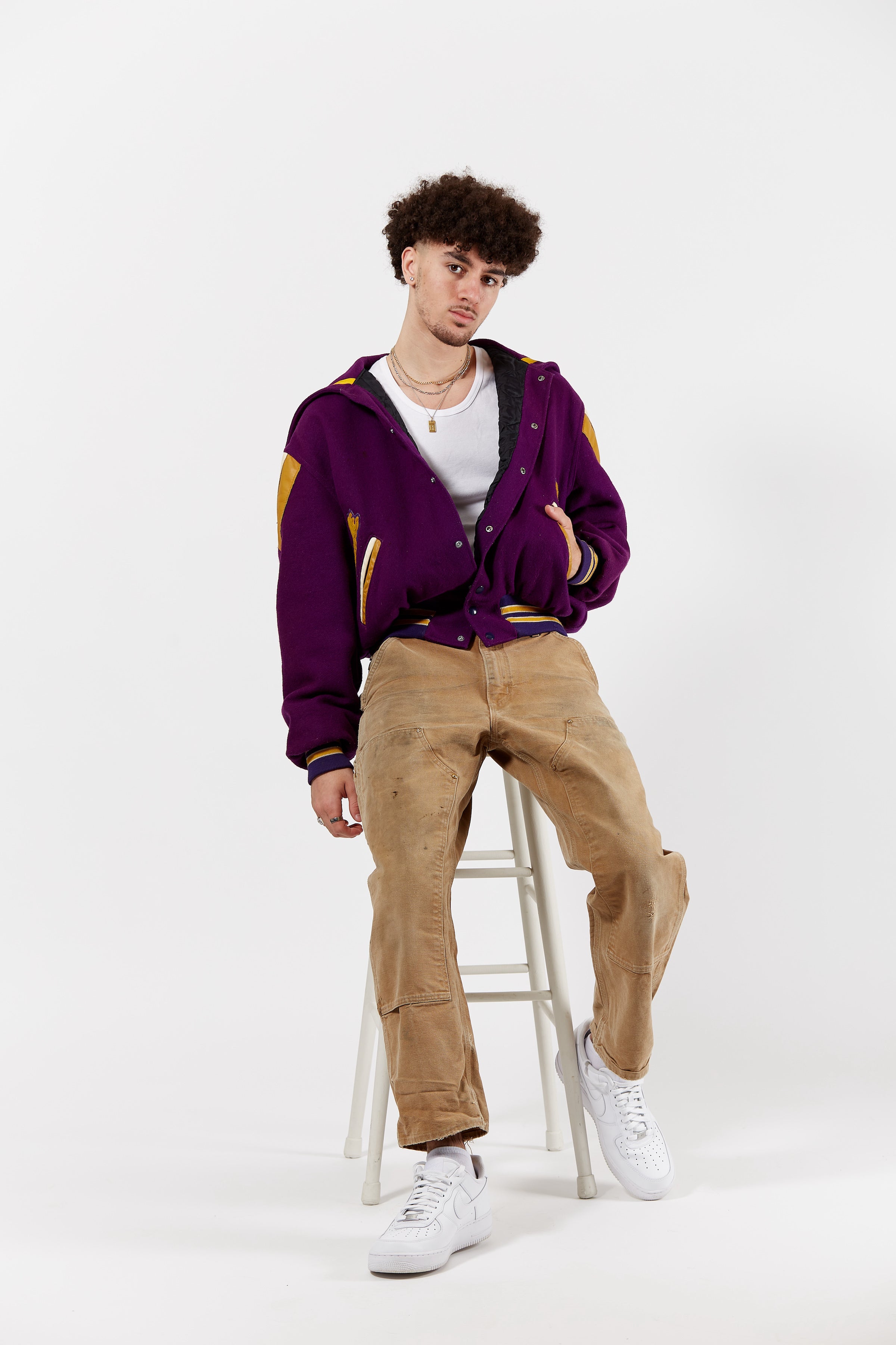 Rams Swim Club Letterman Jacket in a vintage style from thrift store Twise Studio